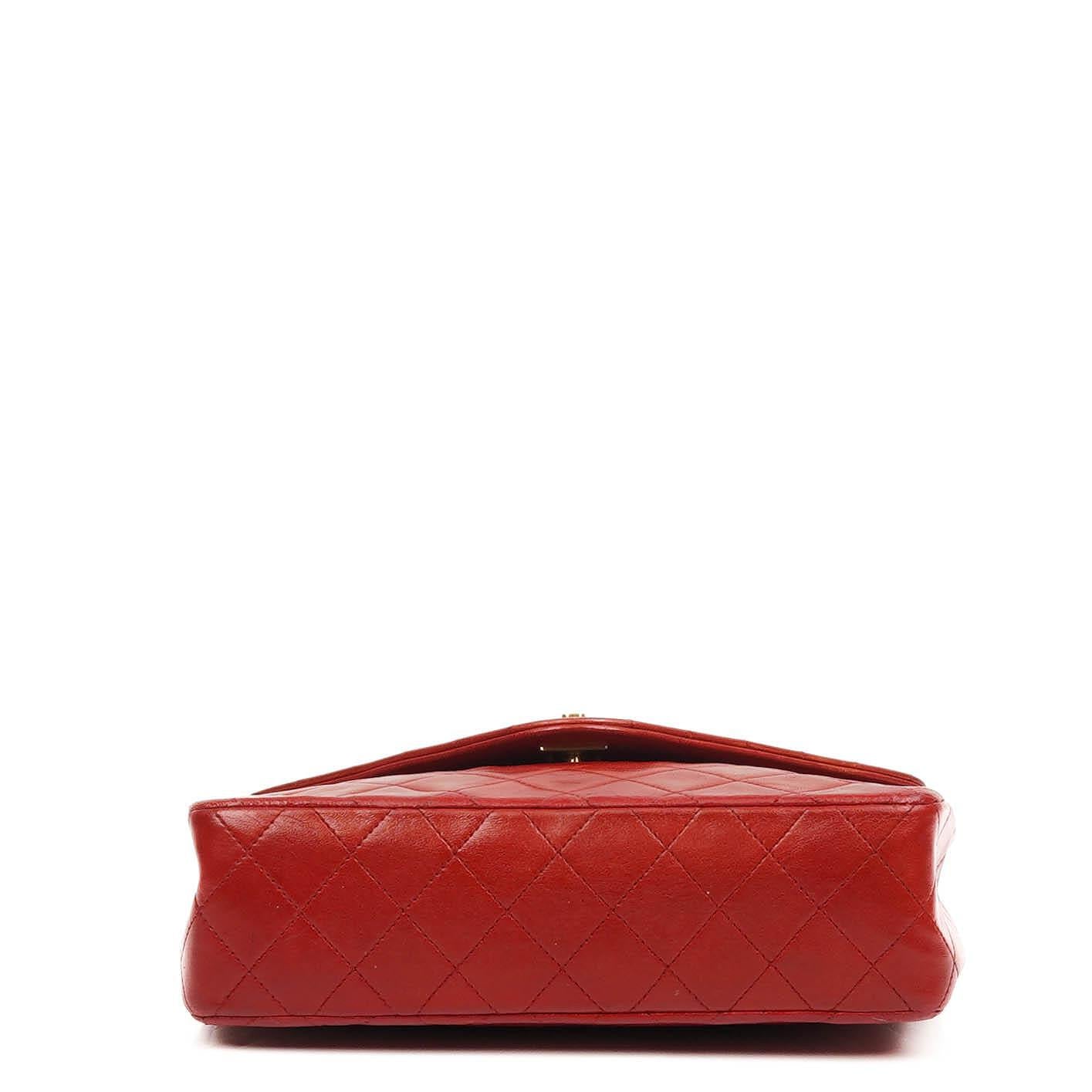 Chanel Classic Envelope Flap Bag in Red Quilted Lambskin With 24K Gold-Plated Hardware