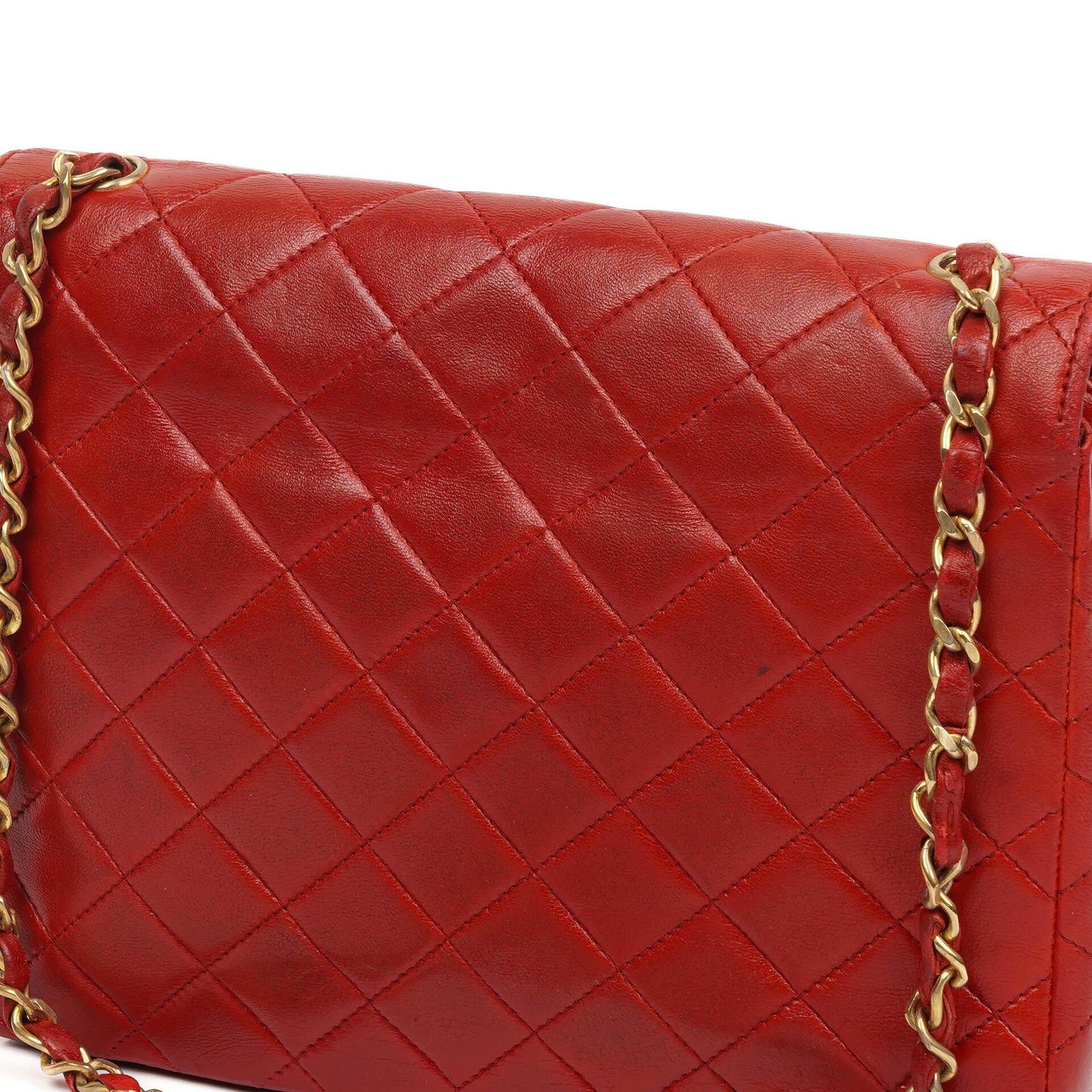 Chanel Classic Envelope Flap Bag in Red Quilted Lambskin With 24K Gold-Plated Hardware