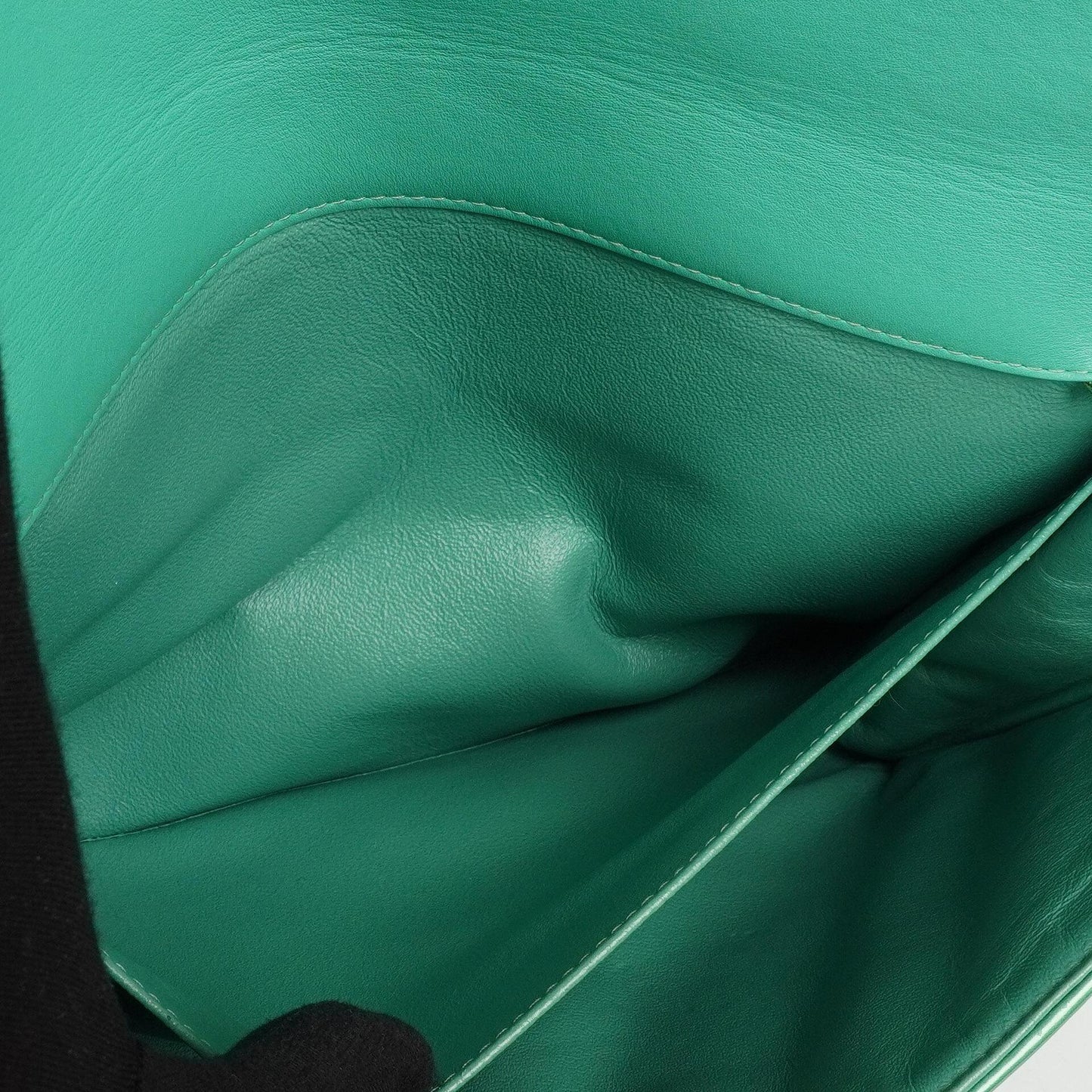 Chanel Classic Flap Clutch With Chain Green Quilted Patent Leather With Silver-Tone Hardware