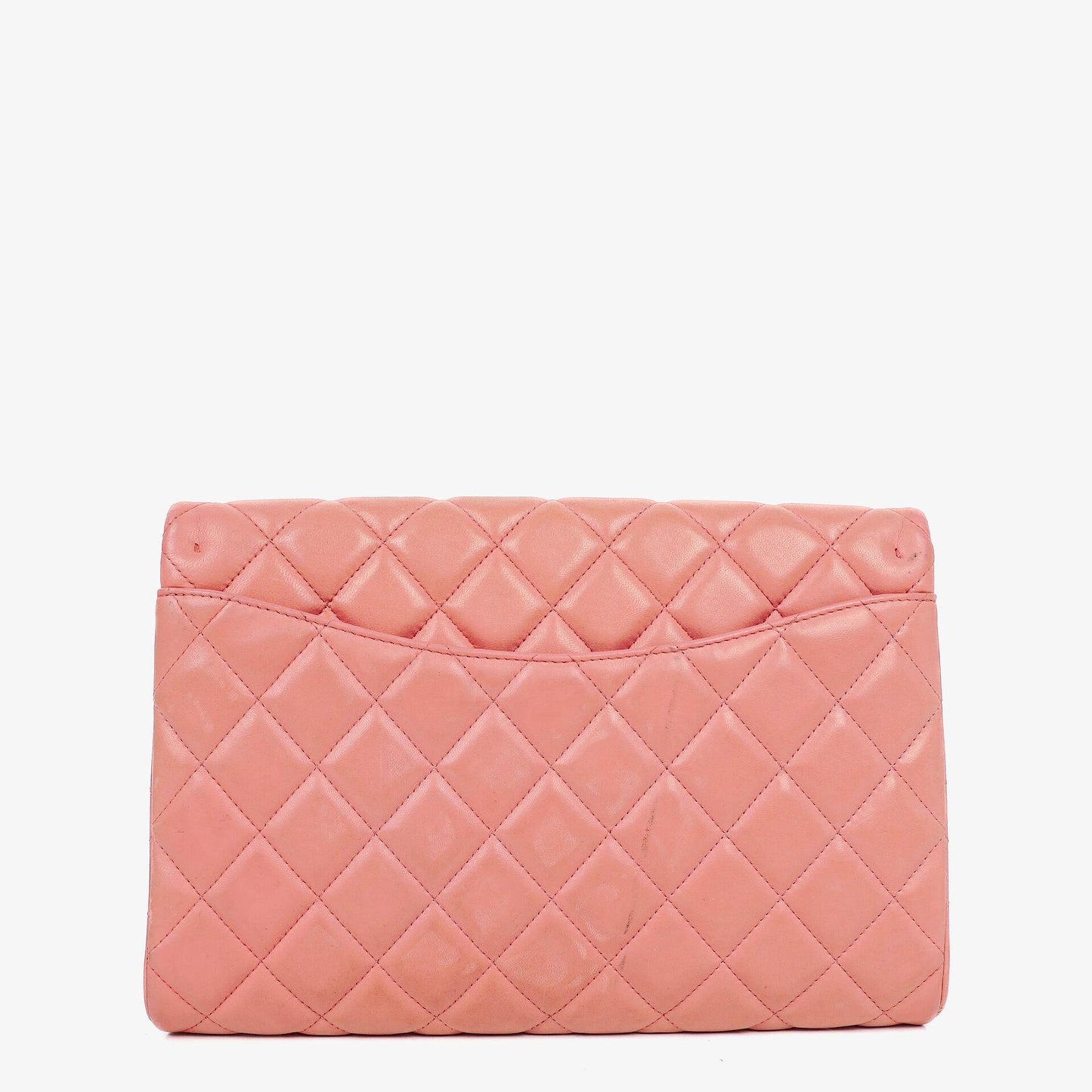 Chanel Classic Flap Clutch With Chain Quilted Leather With Silver-Tone Hardware