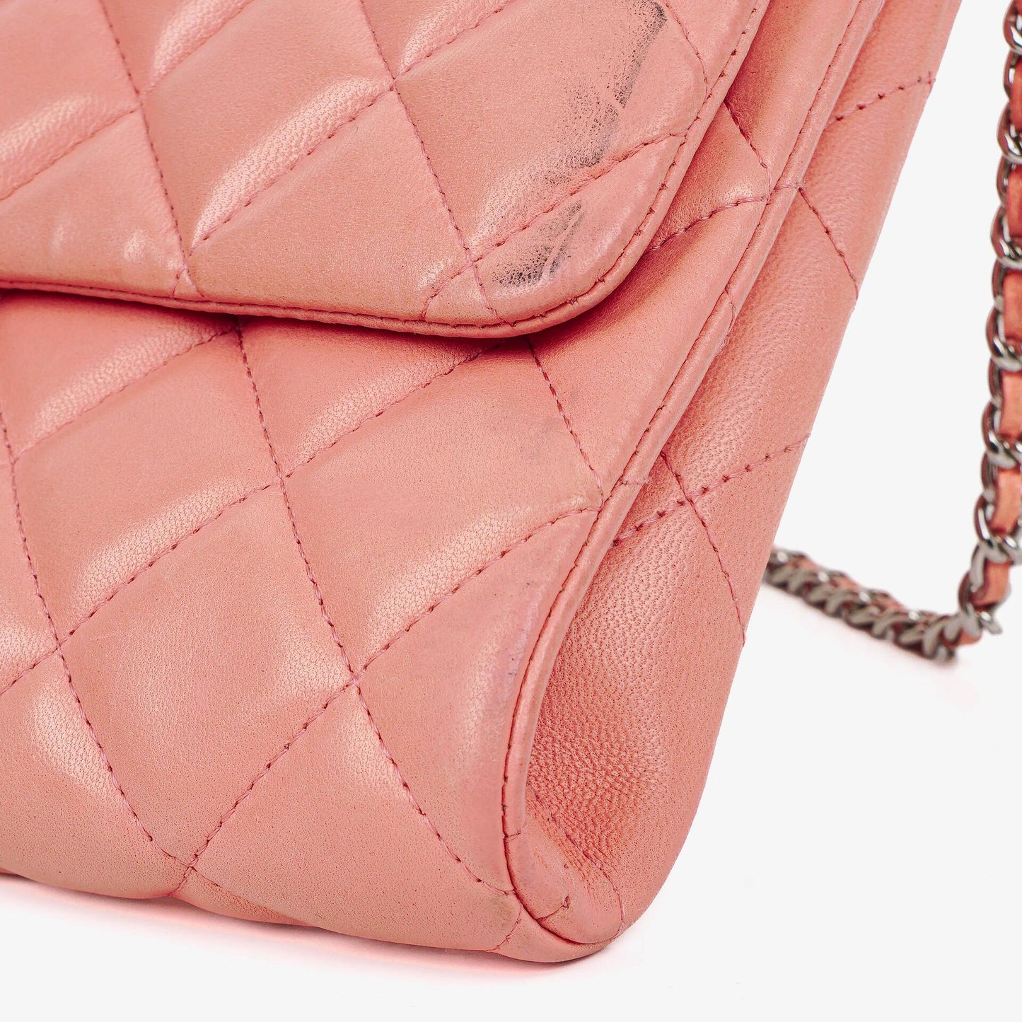 Chanel Classic Flap Clutch With Chain Quilted Leather With Silver-Tone Hardware