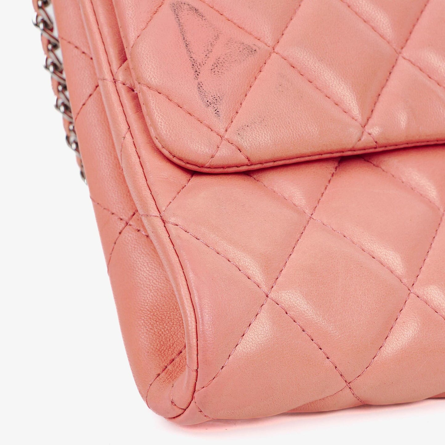 Chanel Classic Flap Clutch With Chain Quilted Leather With Silver-Tone Hardware