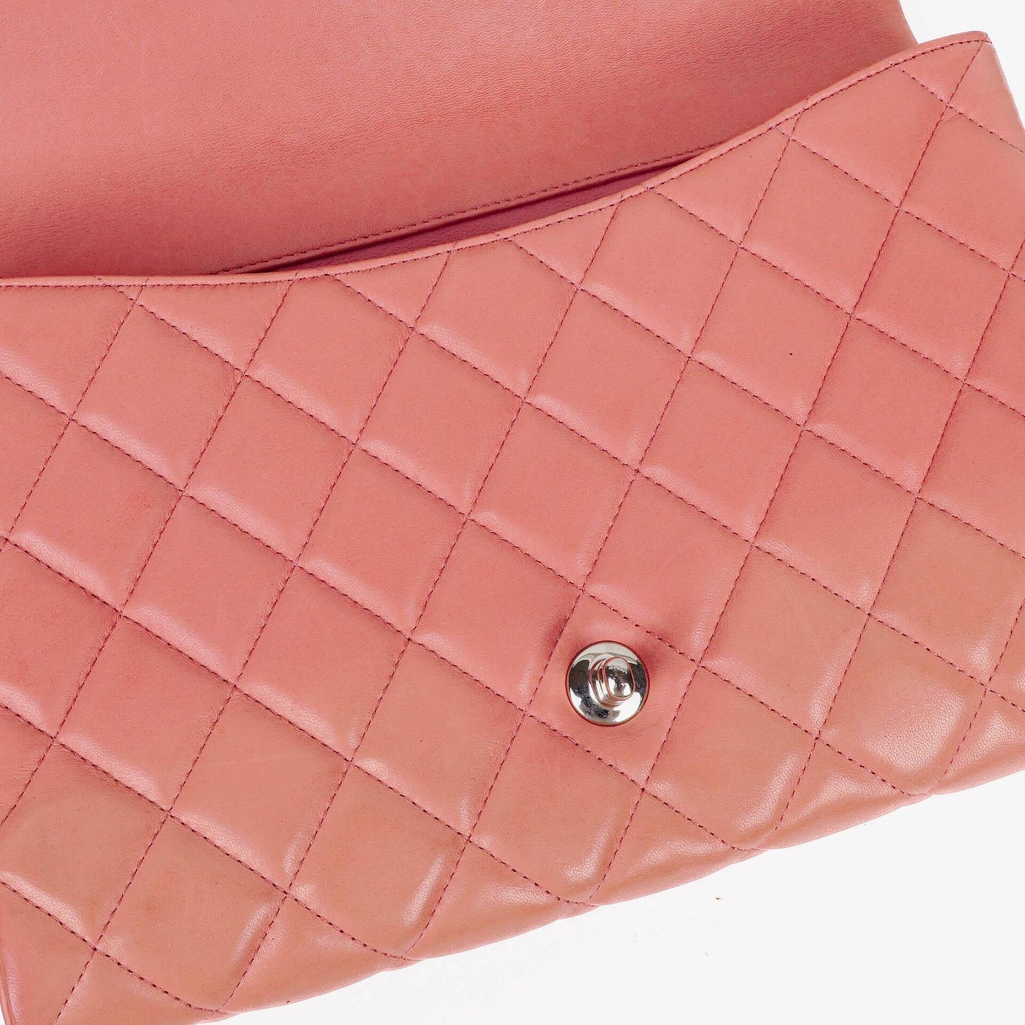 Chanel Classic Flap Clutch With Chain Quilted Leather With Silver-Tone Hardware