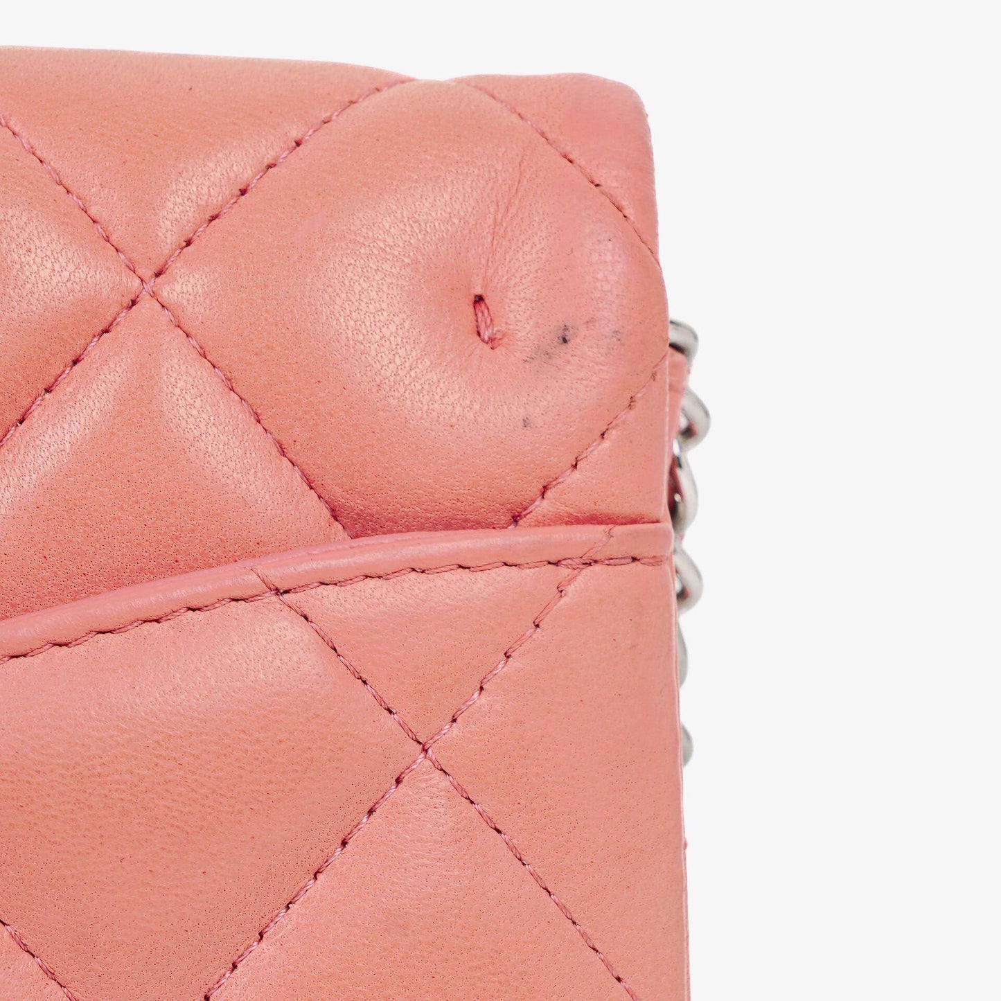 Chanel Classic Flap Clutch With Chain Quilted Leather With Silver-Tone Hardware