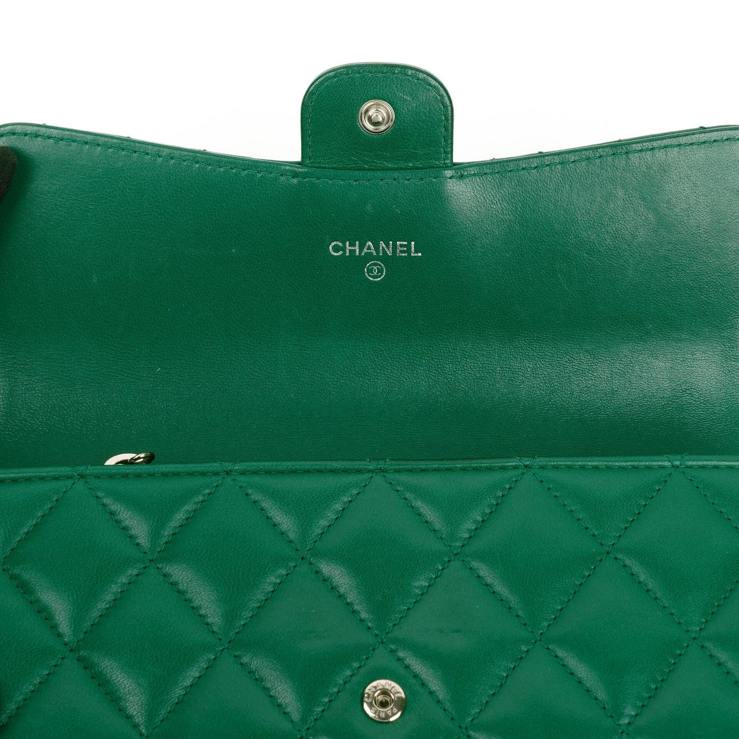 Chanel Classic Flap Long Wallet In Green Quilted Leather