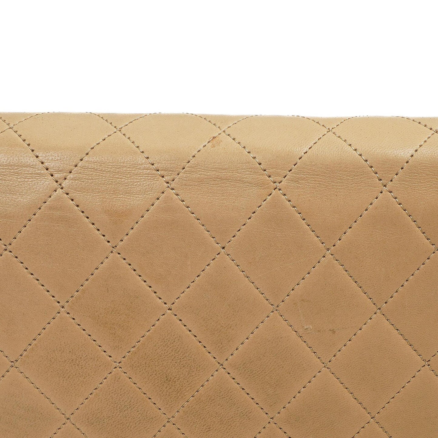 Chanel Classic Full Flap Bag Beige Quilted Lambskin 24K Gold-Plated Hardware