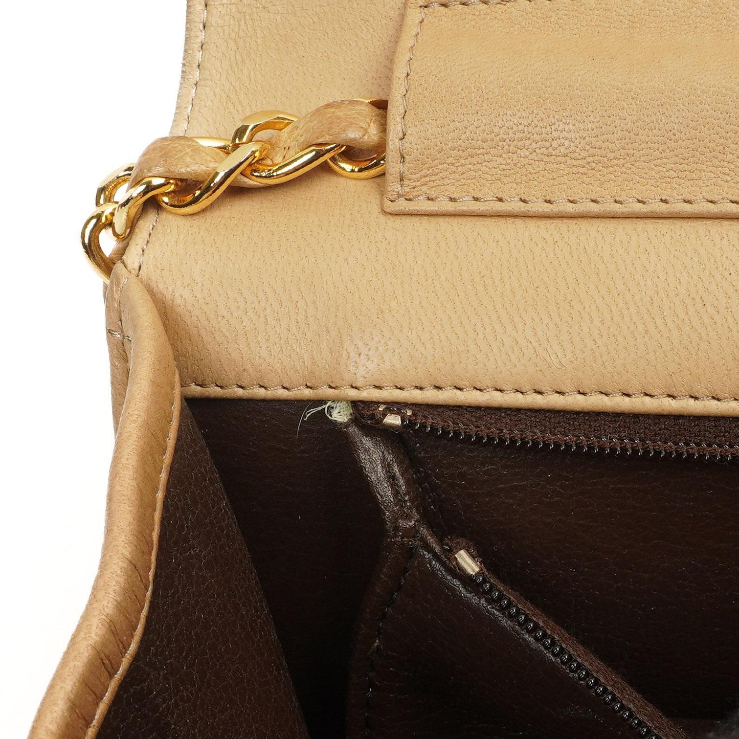 Chanel Classic Full Flap Bag Beige Quilted Lambskin 24K Gold-Plated Hardware