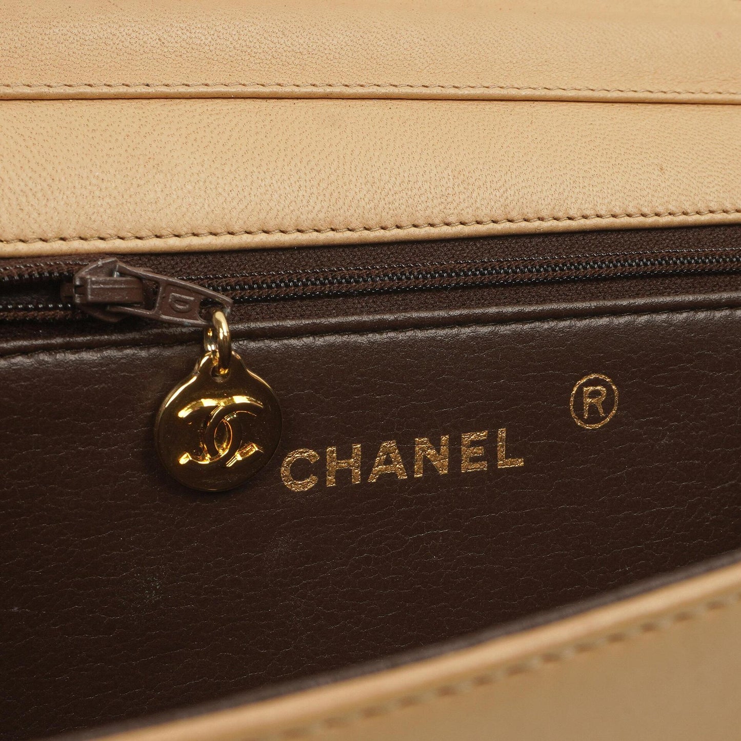Chanel Classic Full Flap Bag Beige Quilted Lambskin 24K Gold-Plated Hardware