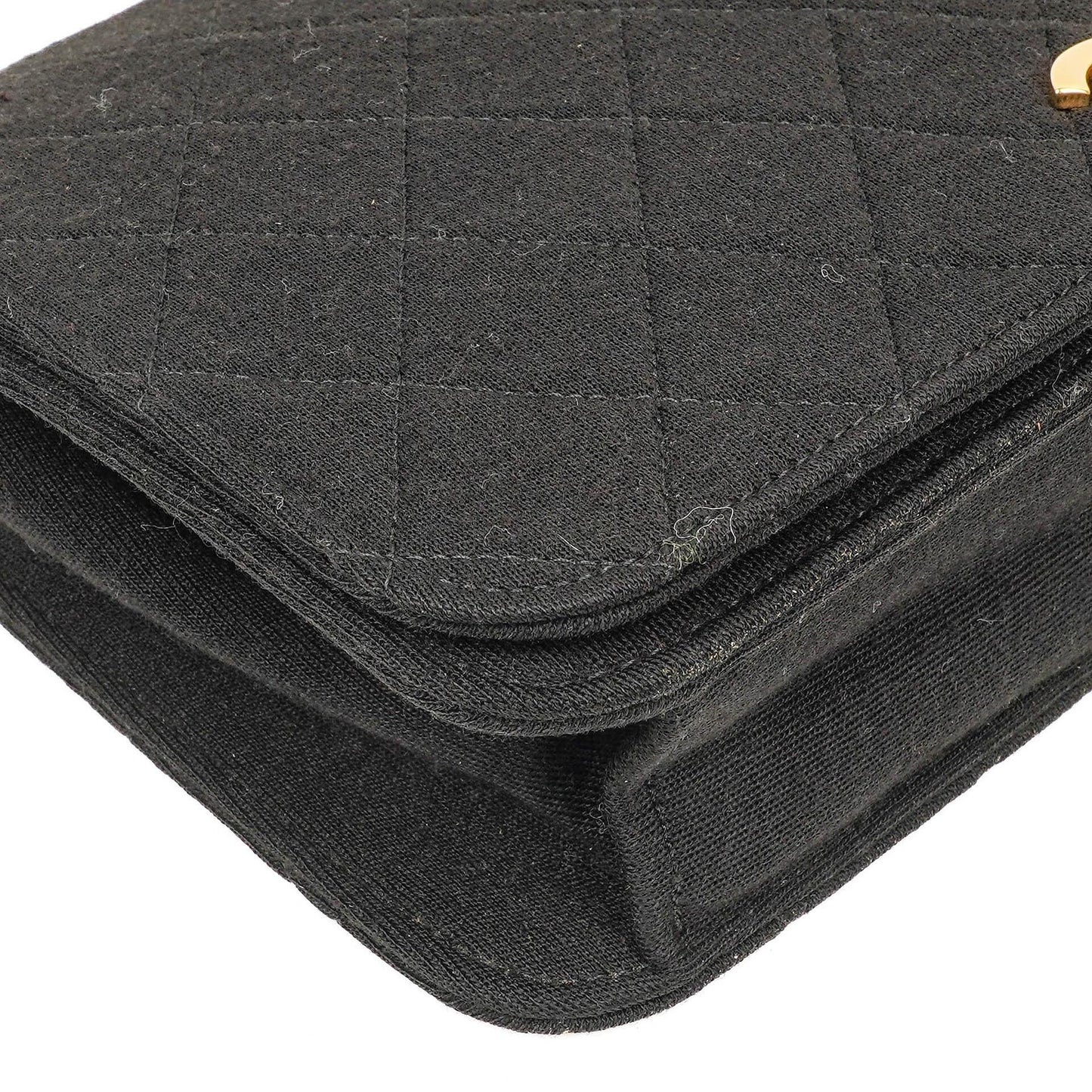 Chanel Classic Full Flap Bag Black Quilted Jersey and Leather, 24K Gold Plated Hardware, 1986-1988