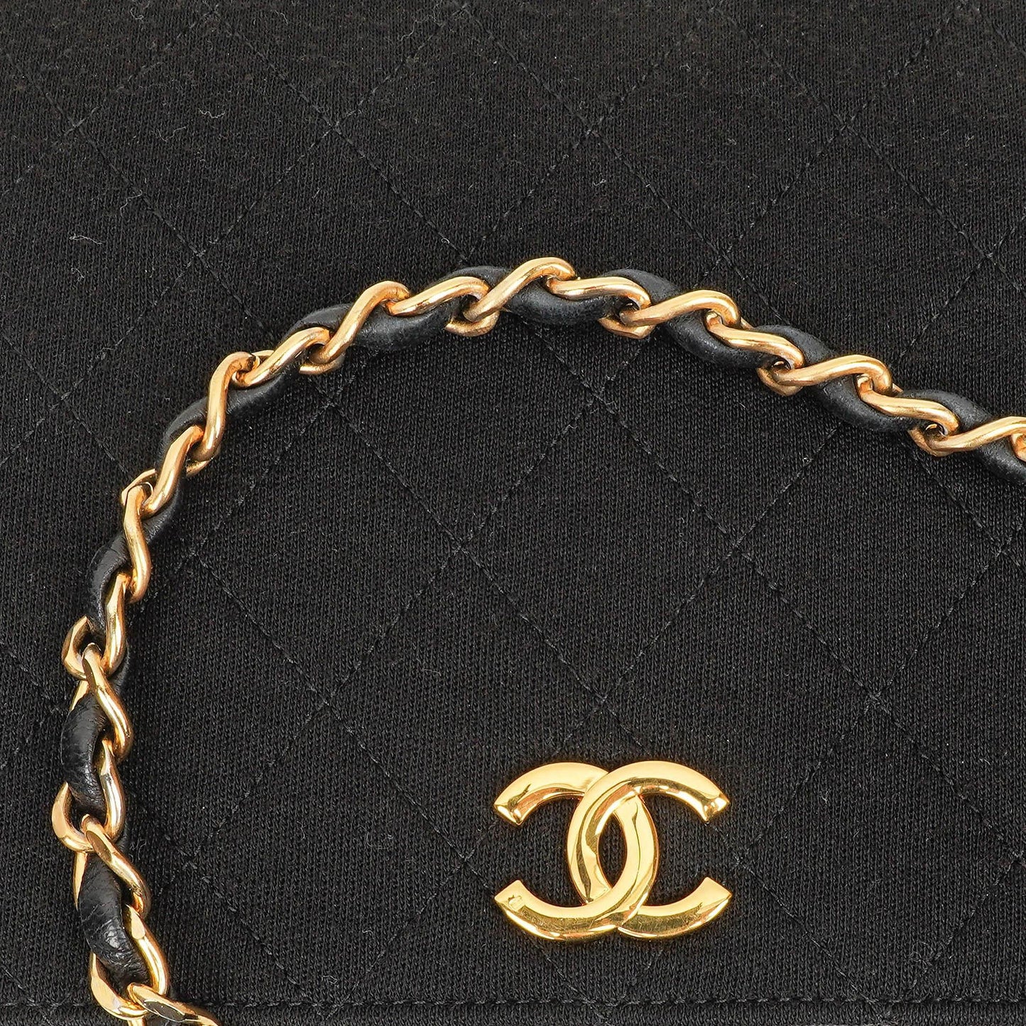 Chanel Classic Full Flap Bag Black Quilted Jersey and Leather, 24K Gold Plated Hardware, 1986-1988