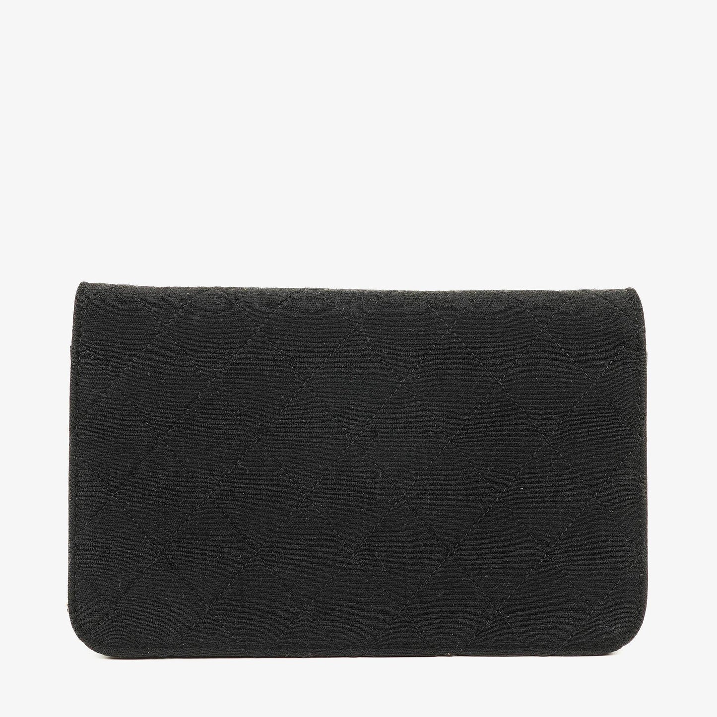 Chanel Classic Full Flap Bag Black Quilted Jersey And Leather 24K Gold-Plated Hardware