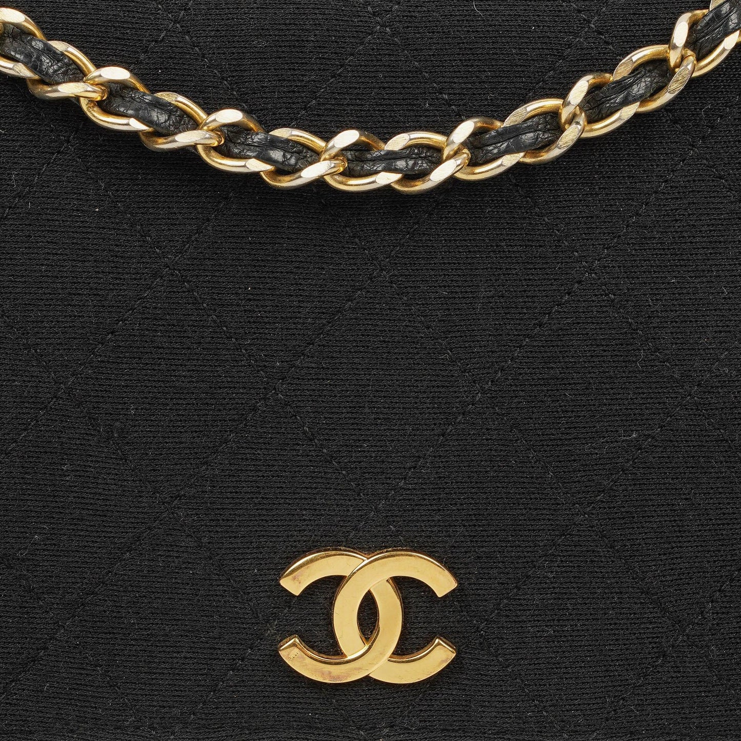 Chanel Classic Full Flap Bag Black Quilted Jersey And Leather 24K Gold-Plated Hardware