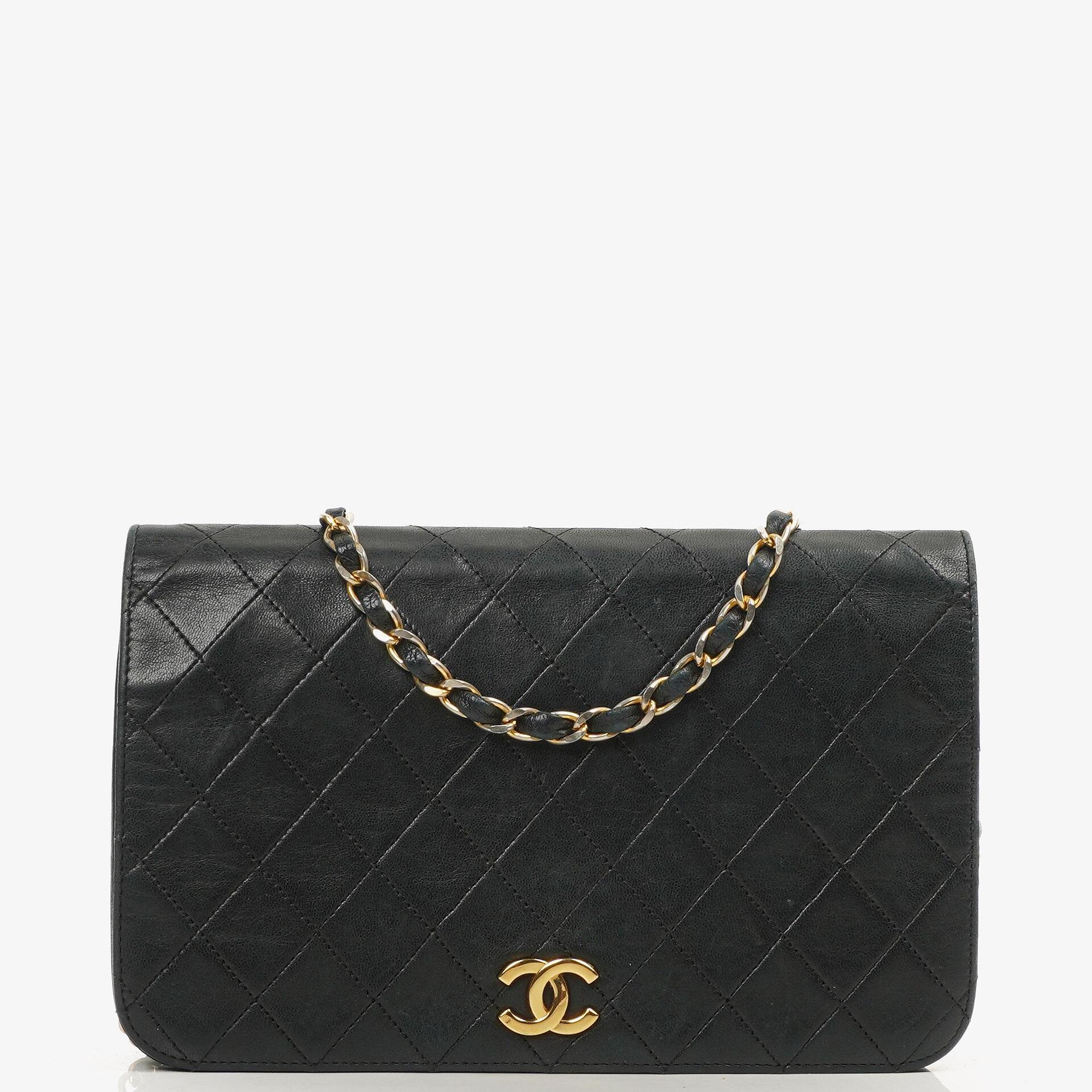 Chanel Classic Full Flap Bag Black Quilted Lambskin 24K Gold-Plated Hardware