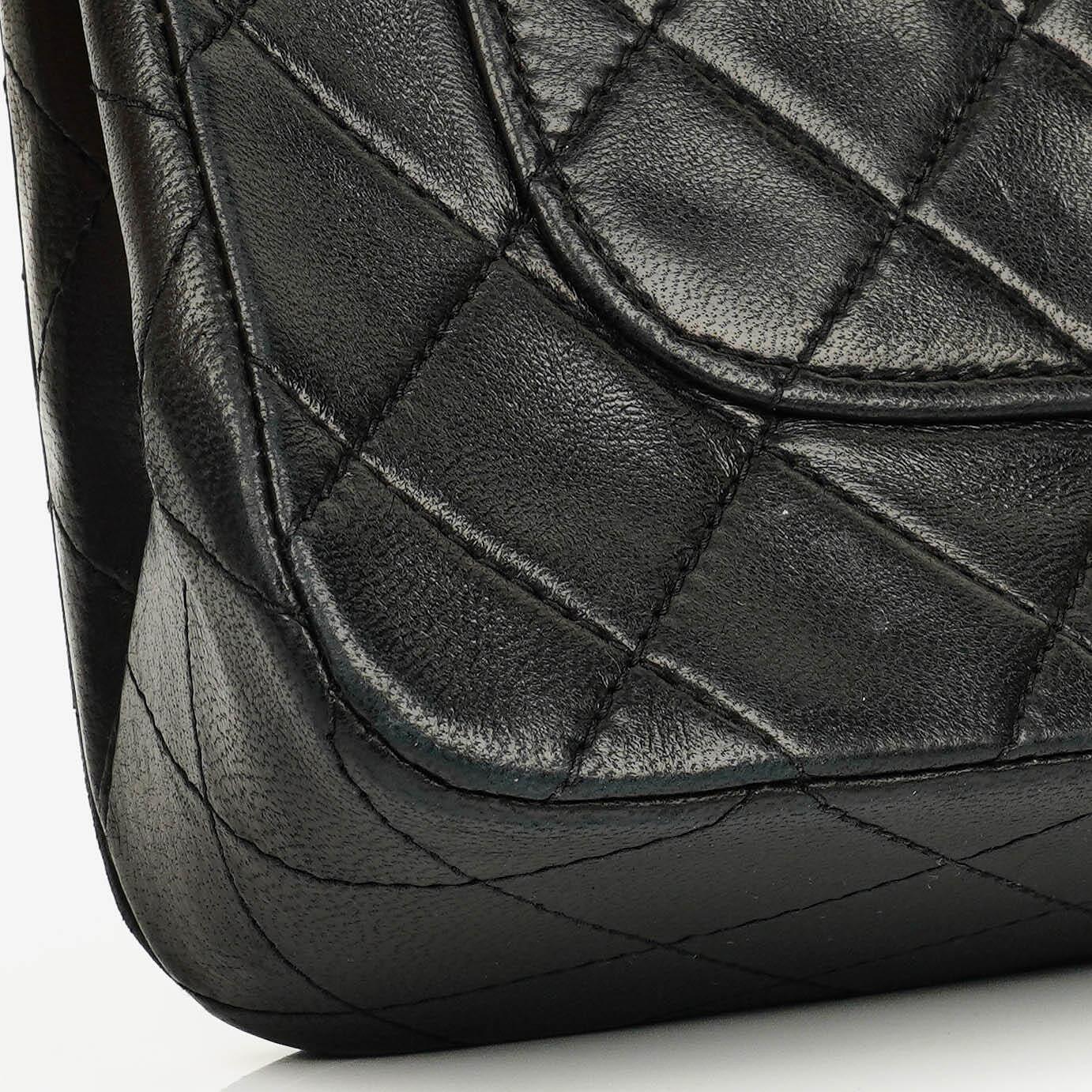 Chanel Full Flap Bag Black Quilted Leather 24K Gold-Plated Hardware