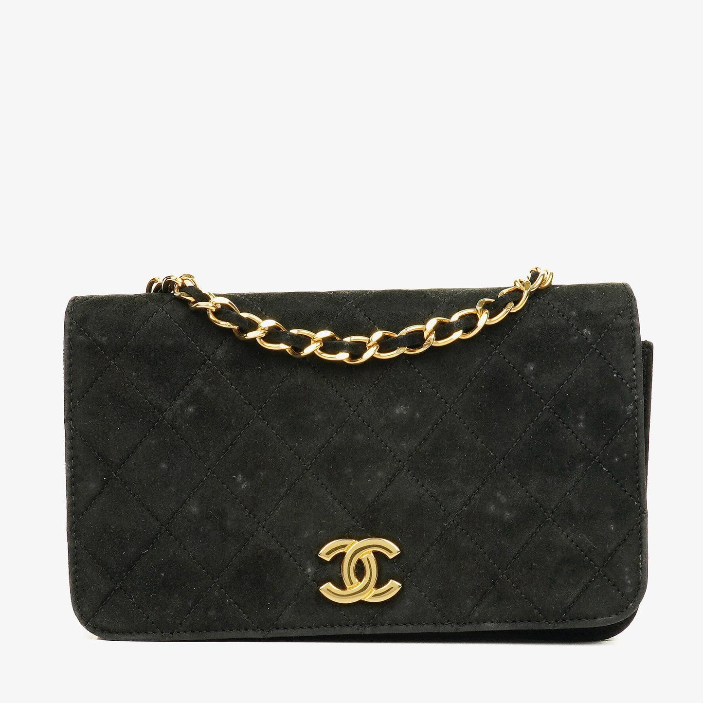 Chanel Classic Full Flap Bag Black Quilted Suede
