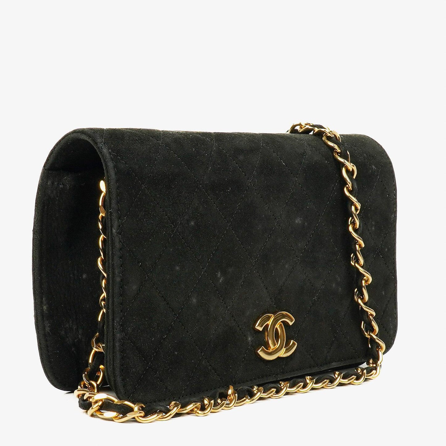 Chanel Classic Full Flap Bag Black Quilted Suede