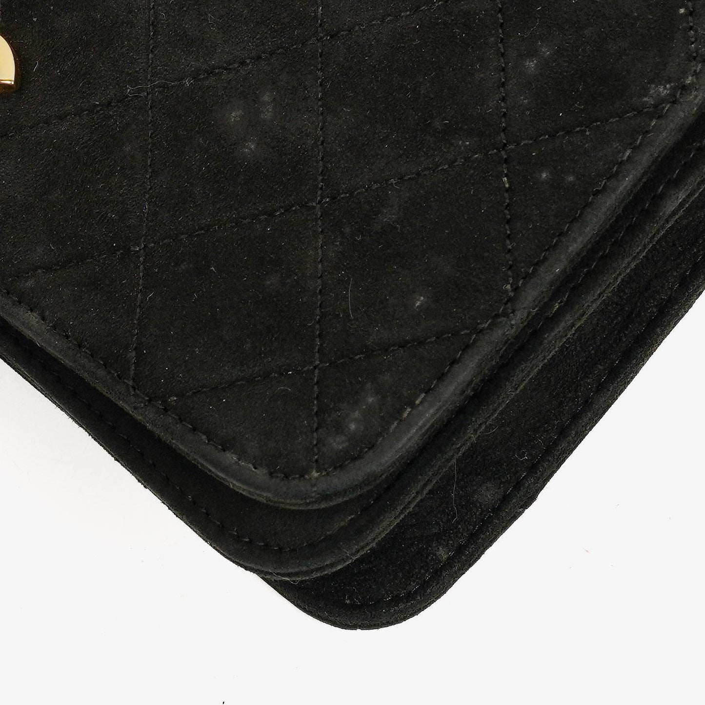 Chanel Classic Full Flap Bag Black Quilted Suede