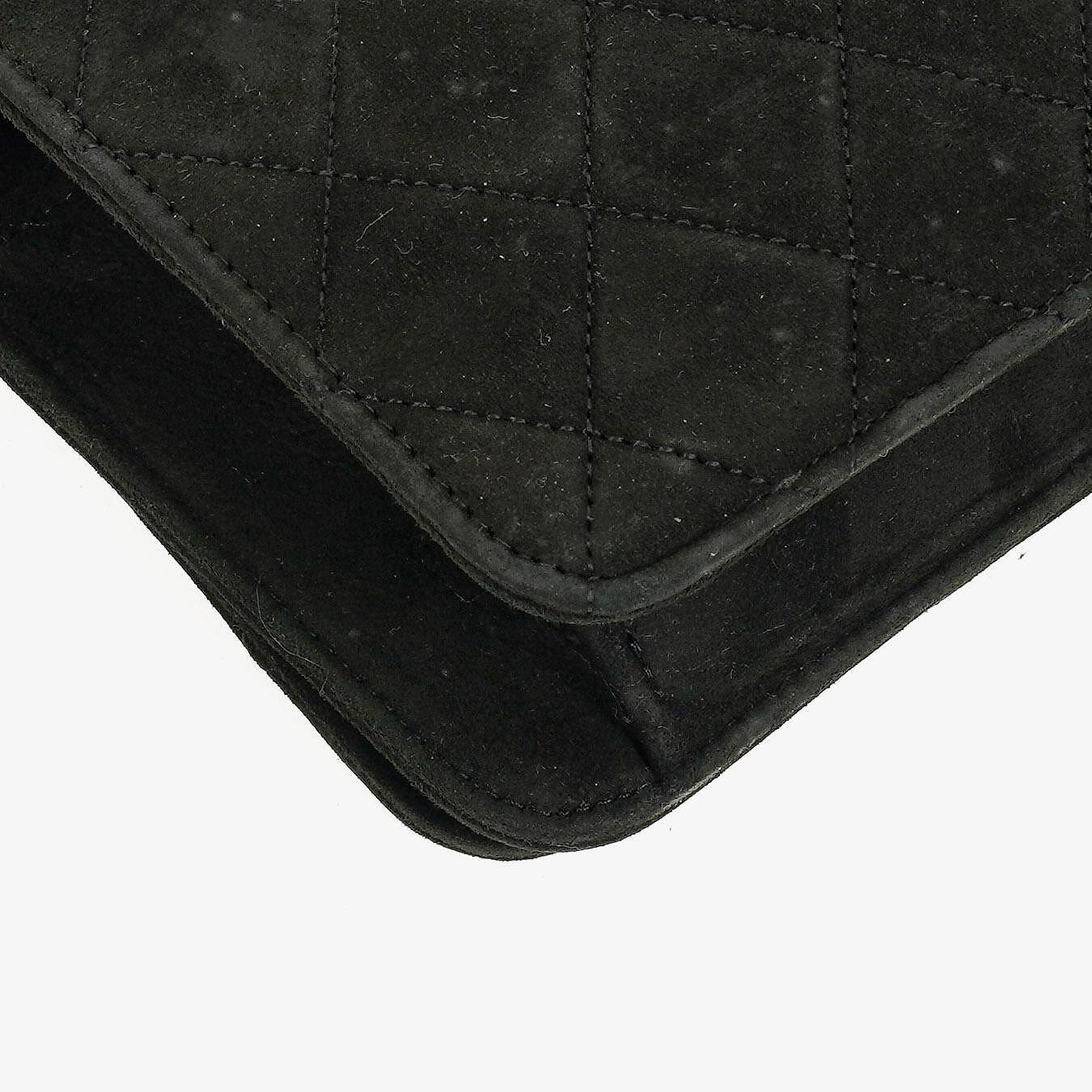 Chanel Classic Full Flap Bag Black Quilted Suede