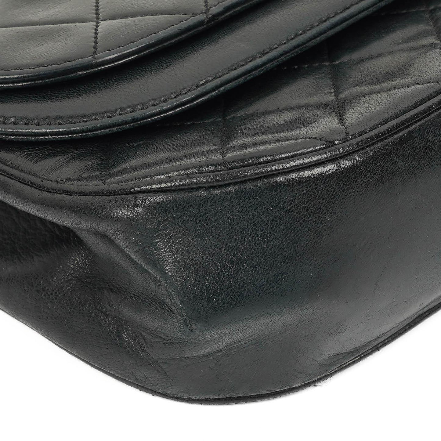 Chanel Classic Half Moon Double Flap Bag In Black Quilted Lambskin And 24K Gold-Plated Hardware