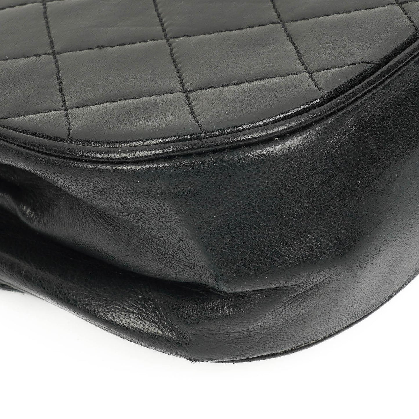 Chanel Classic Half Moon Double Flap Bag In Black Quilted Lambskin And 24K Gold-Plated Hardware
