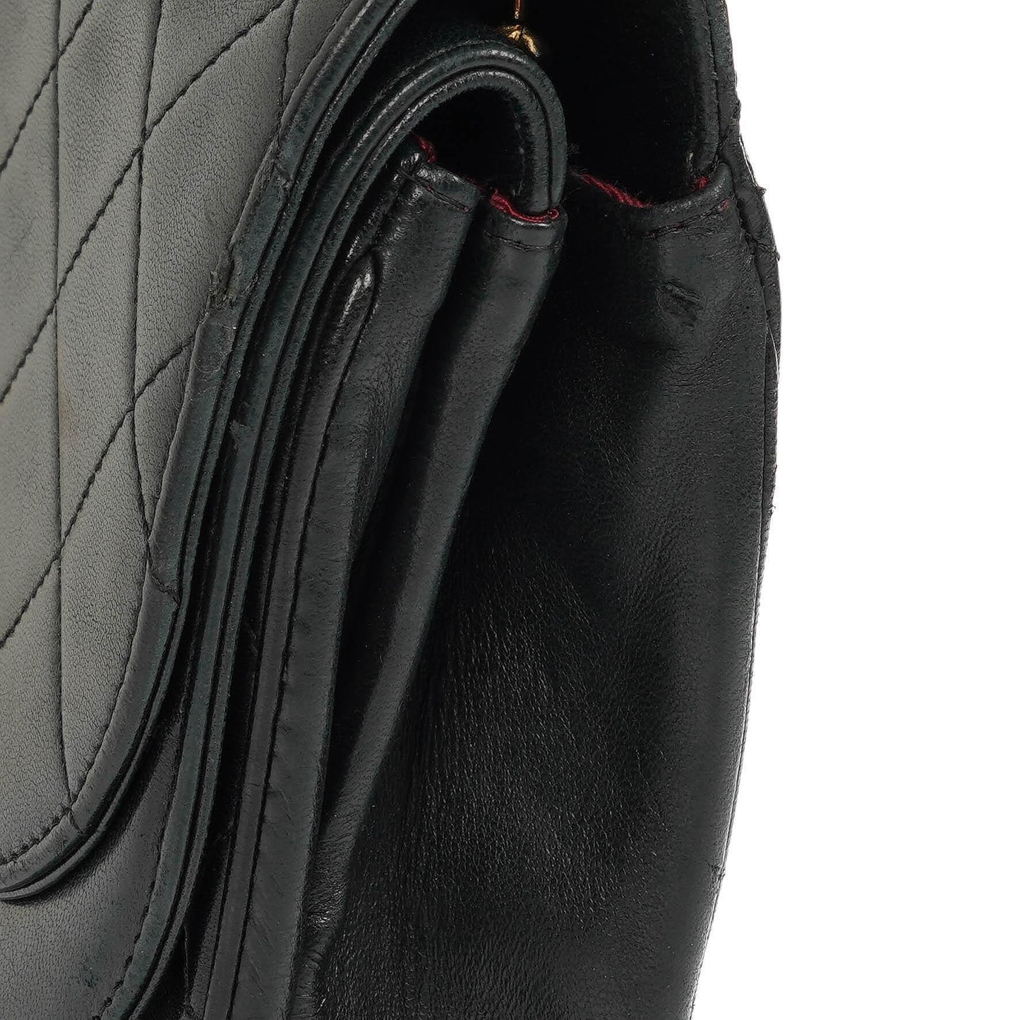 Chanel Classic Half Moon Double Flap Bag In Black Quilted Lambskin And 24K Gold-Plated Hardware