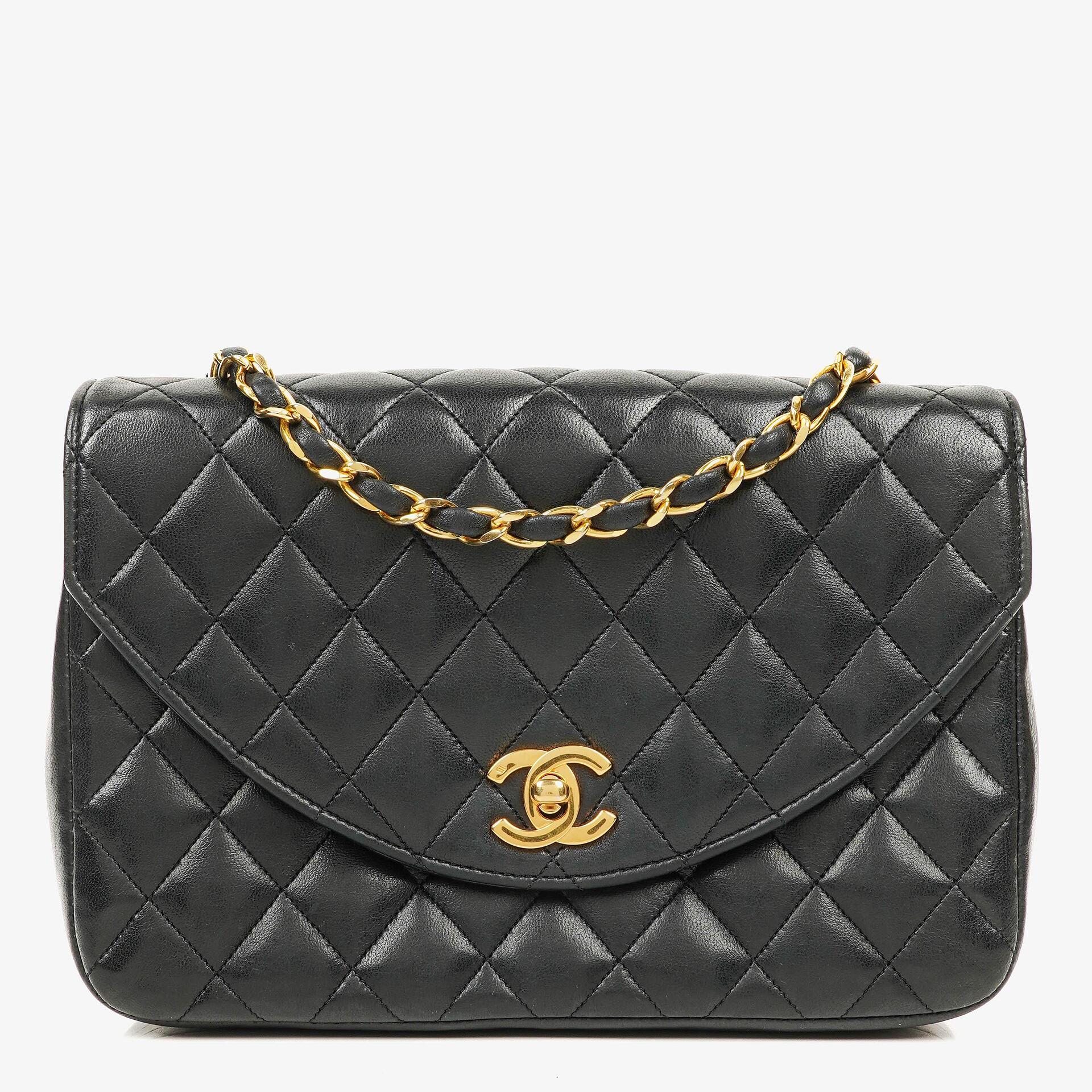 Chanel Classic Half-Moon Single Flap Bag Black Quilted Lambskin With 24K Gold-Plated Hardware