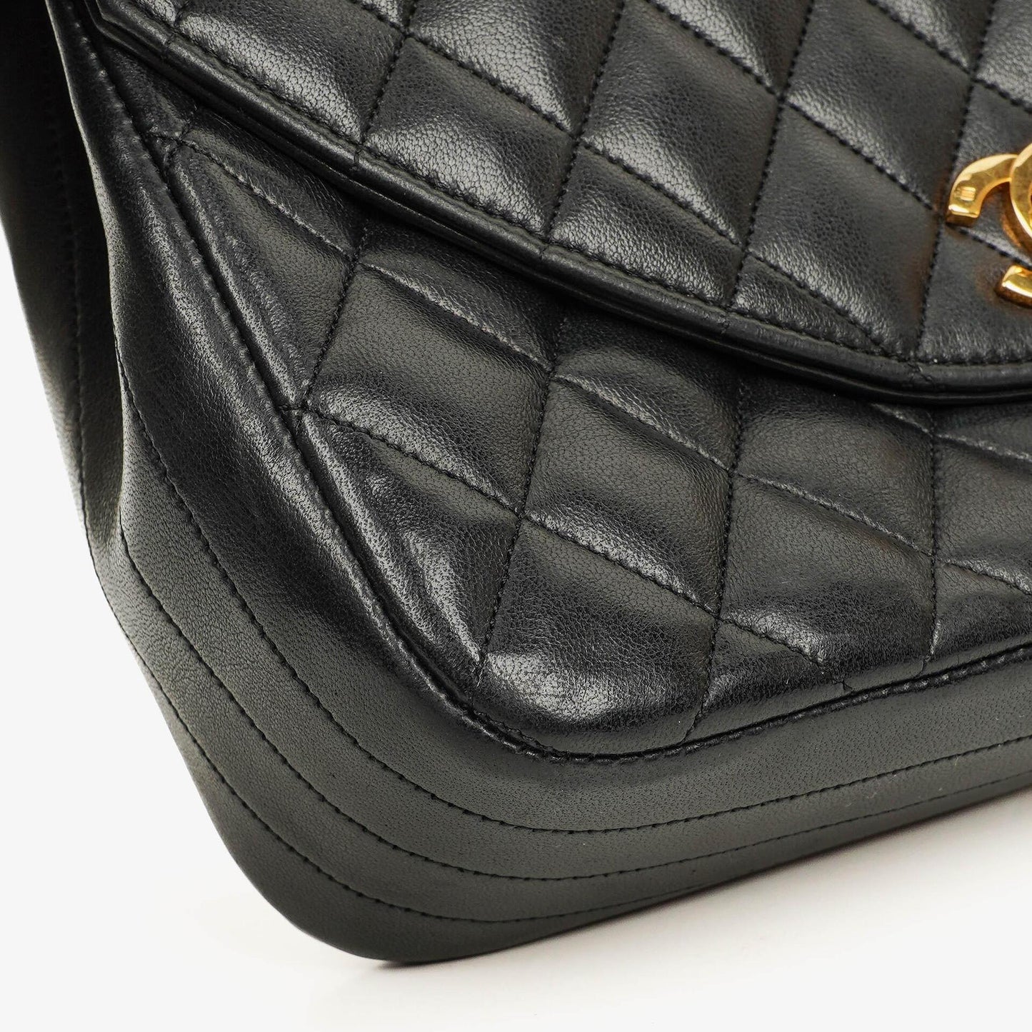 Chanel Classic Half-Moon Single Flap Bag Black Quilted Lambskin With 24K Gold-Plated Hardware
