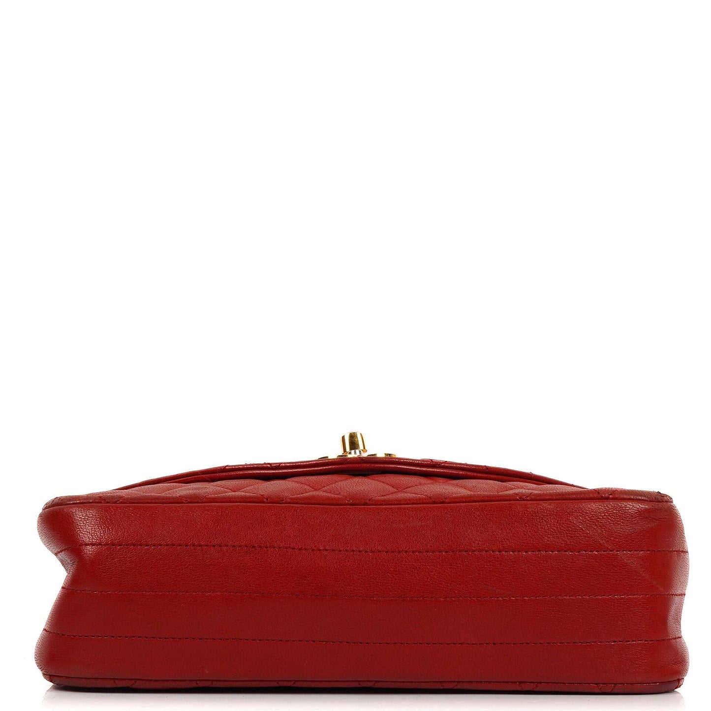 Chanel Classic Half-Moon Single Flap Bag Red Quilted Lambskin With 24K Gold-Plated Hardware