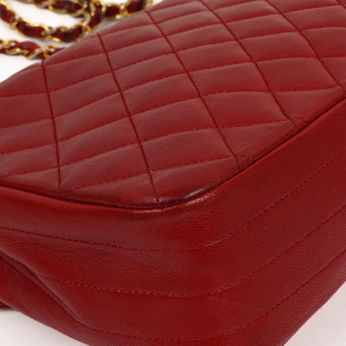 Chanel Classic Half-Moon Single Flap Bag Red Quilted Lambskin With 24K Gold-Plated Hardware