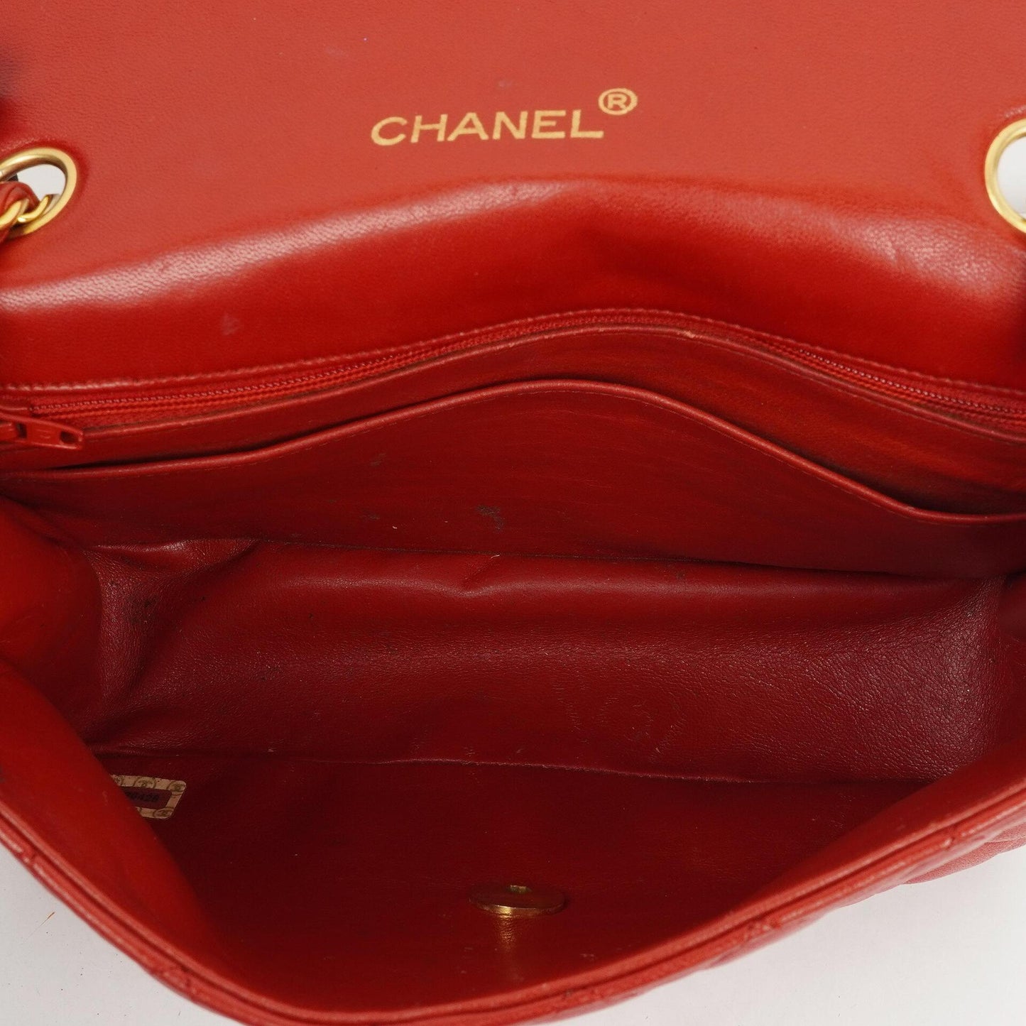 Chanel Classic Half-Moon Single Flap Bag Red Quilted Lambskin With 24K Gold-Plated Hardware
