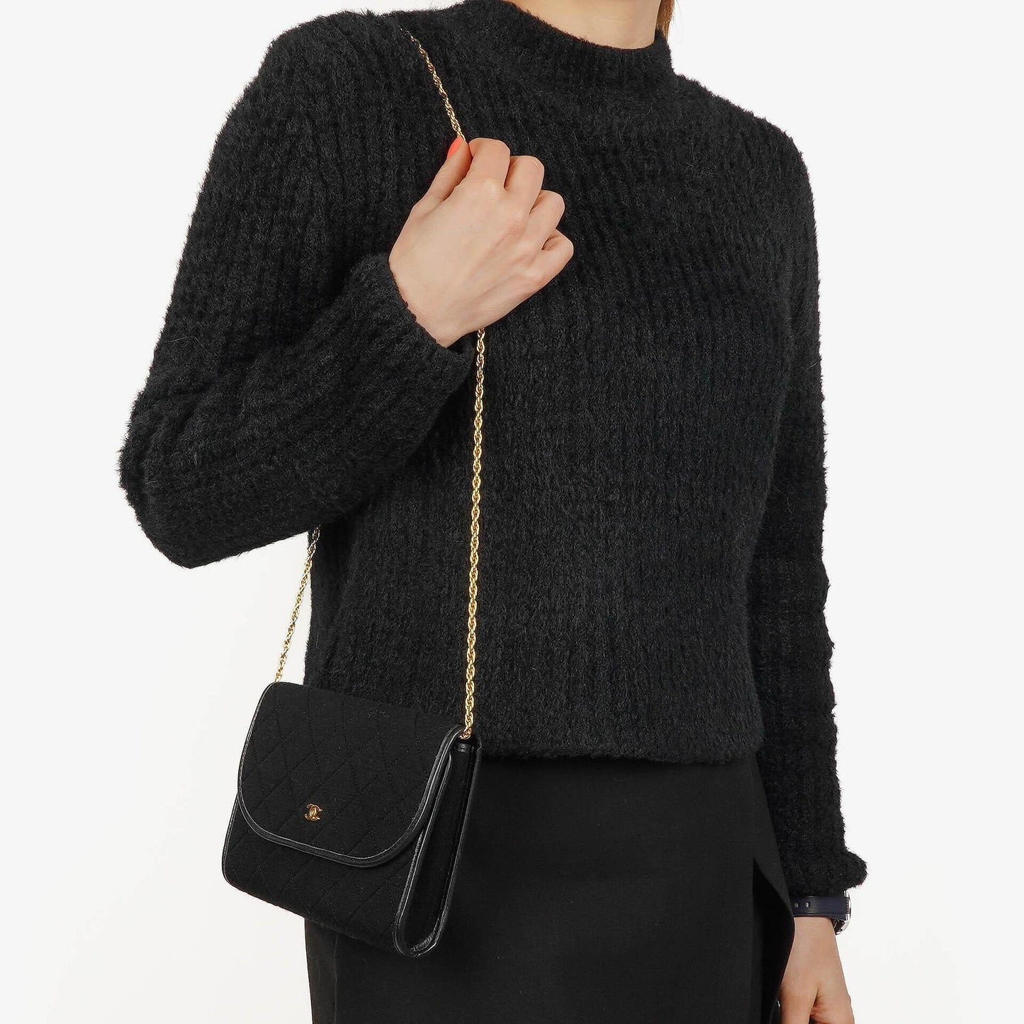 Chanel Classic Jursey Single Flap Bag Wallet on Chain With 24K Gold-Plated Hardware