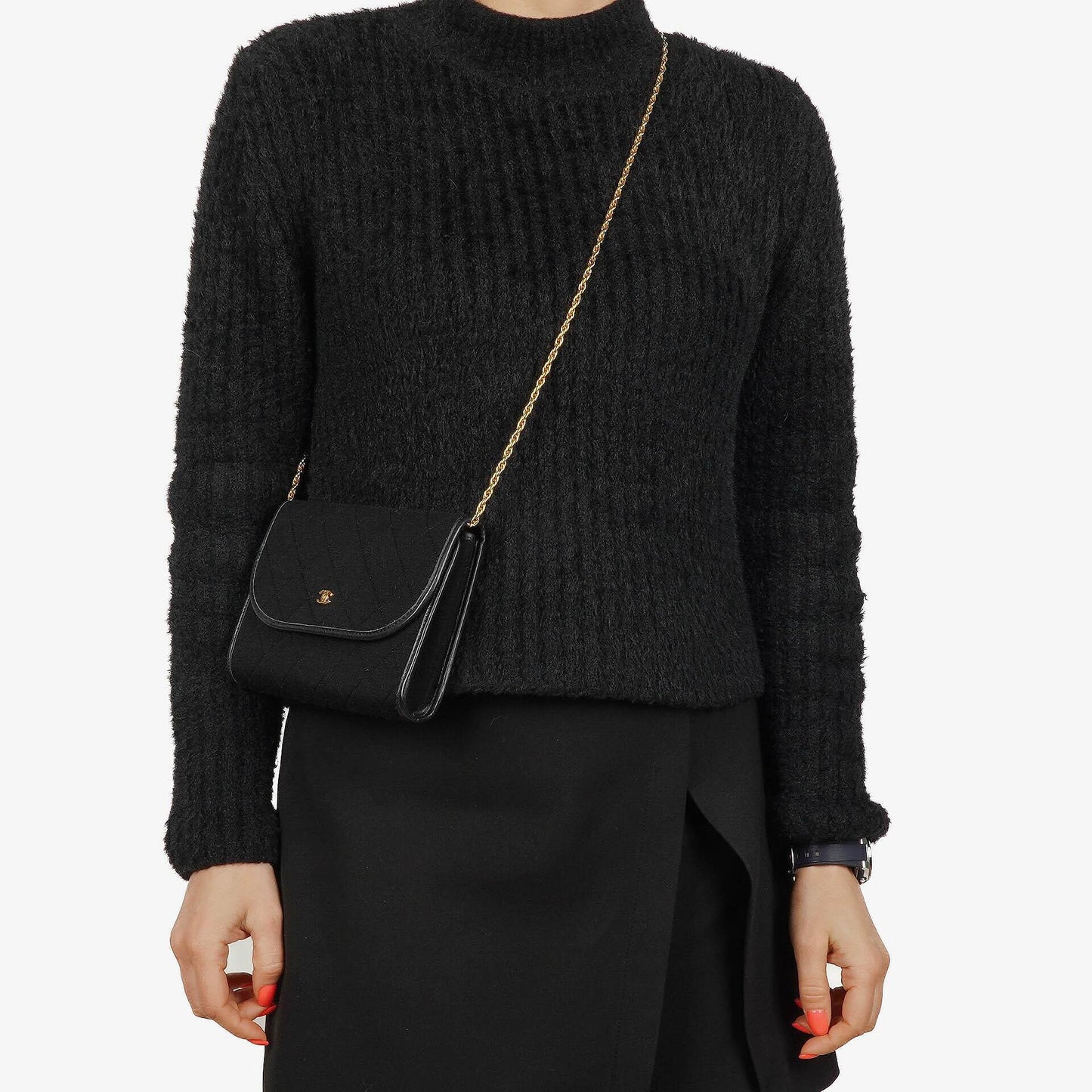 Chanel Classic Jursey Single Flap Bag Wallet on Chain With 24K Gold-Plated Hardware