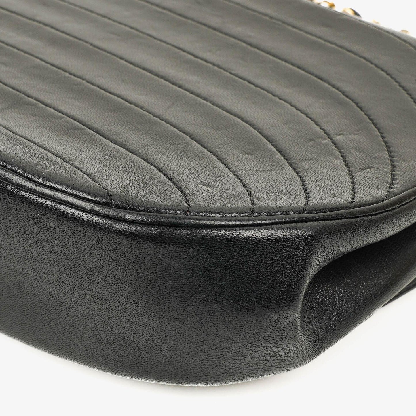 Chanel Classic Lambskin Half Moon Black Flap Bag With 24K Gold-Plated Hardware