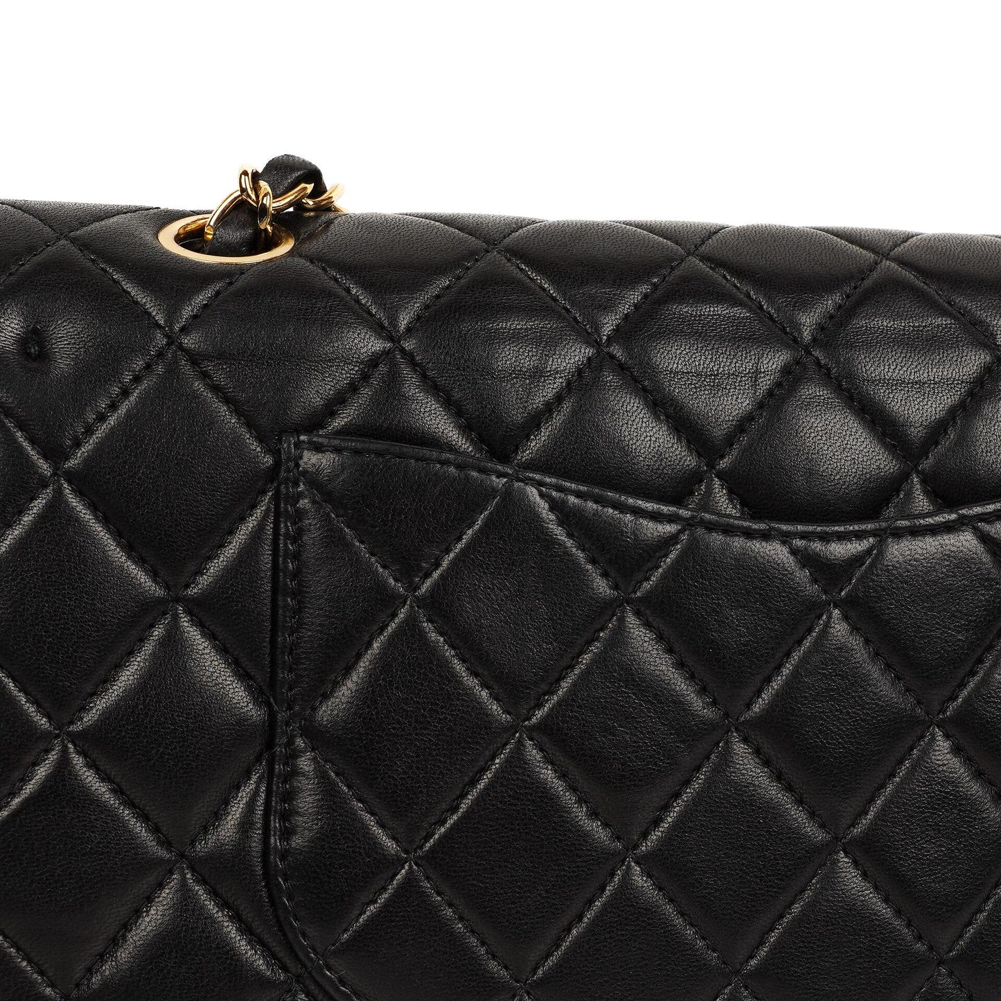 Chanel Classic Medium Double Flap Bag Black Quilted Lambskin 24K Gold-Plated Hardware