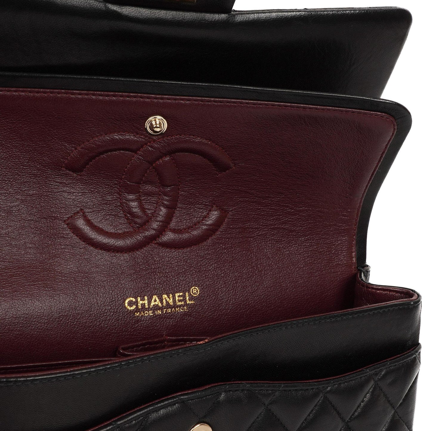 Chanel Classic Medium Double Flap Bag Black Quilted Lambskin 24K Gold-Plated Hardware