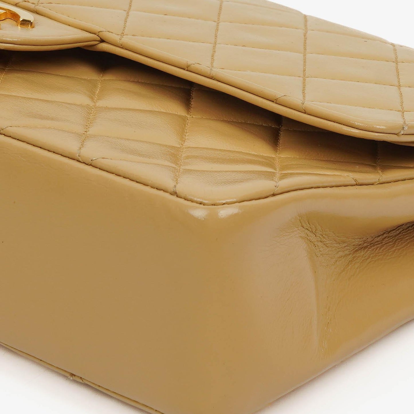 Chanel Classic Medium Double Flap Bag In Beige Quilted Lambskin And 24K Gold-Plated Hardware