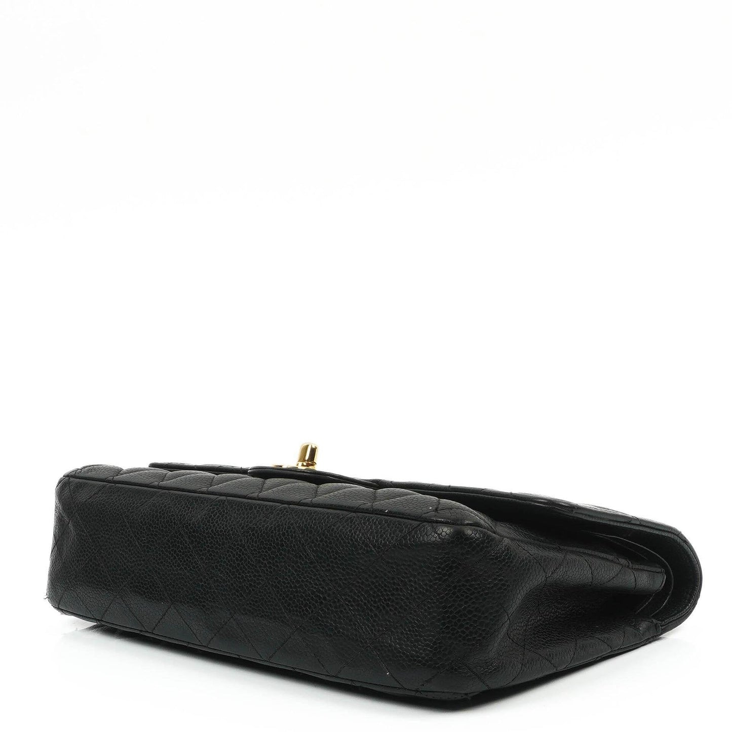 Chanel Classic Medium Double Flap Bag In Black Quilted Caviar Leather With 24K Gold-Plated Hardware