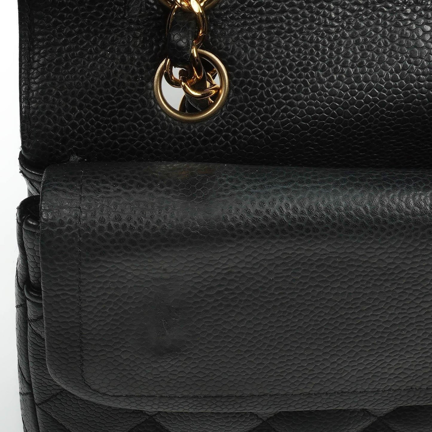 Chanel Classic Medium Double Flap Bag In Black Quilted Caviar Leather With 24K Gold-Plated Hardware