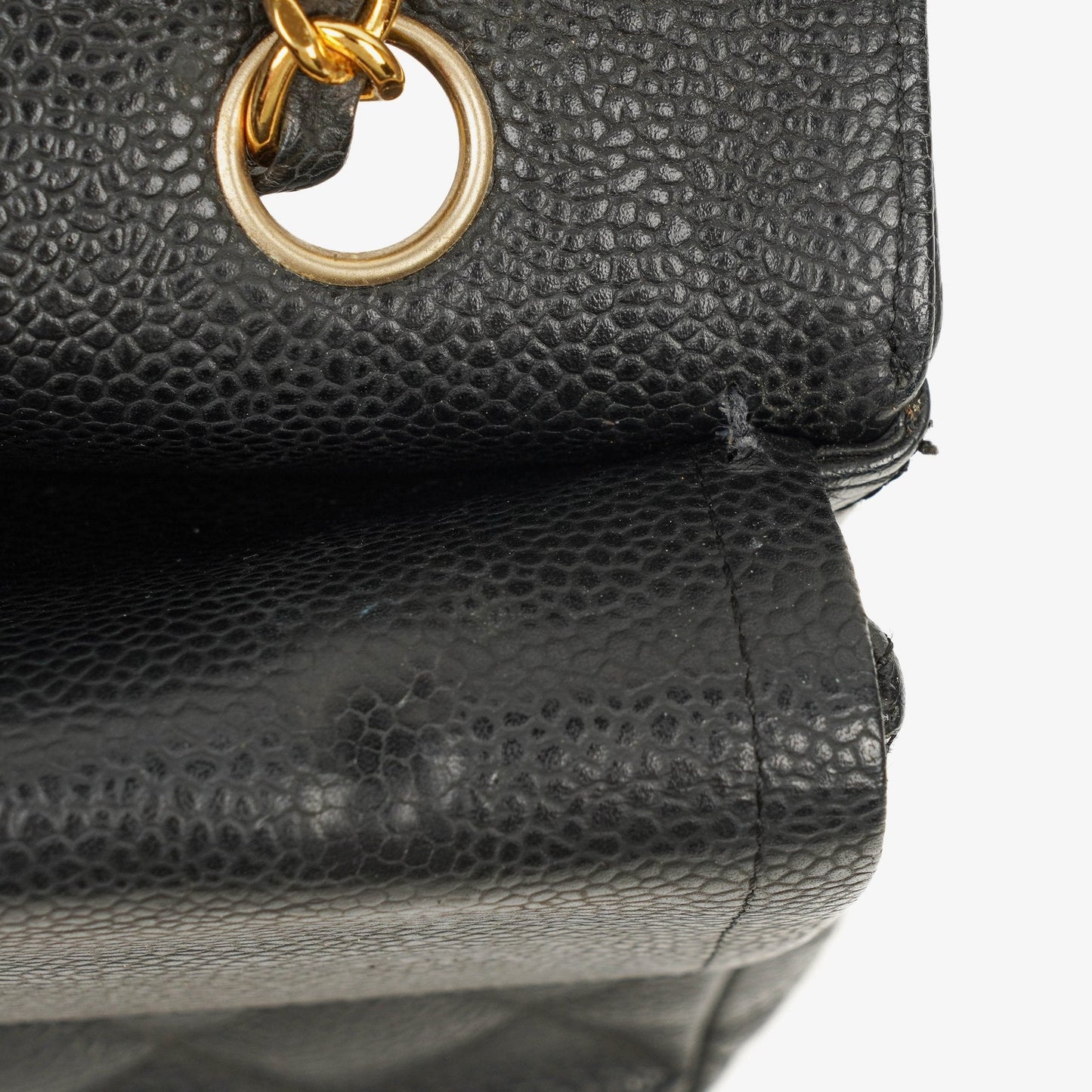 Chanel Classic Medium Double Flap Bag In Black Quilted Caviar Leather With 24K Gold-Plated Hardware