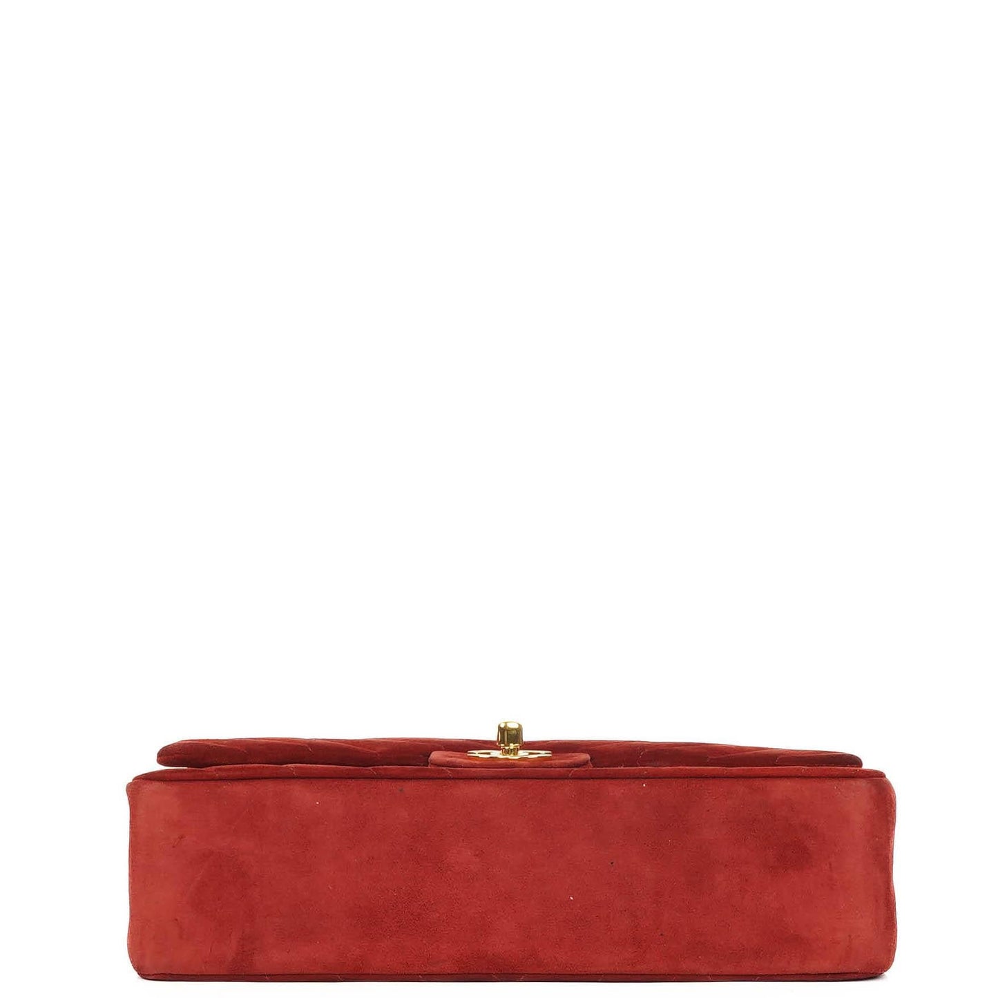 Chanel Classic Medium Double Flap Bag In Red Quilted Suede And 24K Gold-Plated Hardware