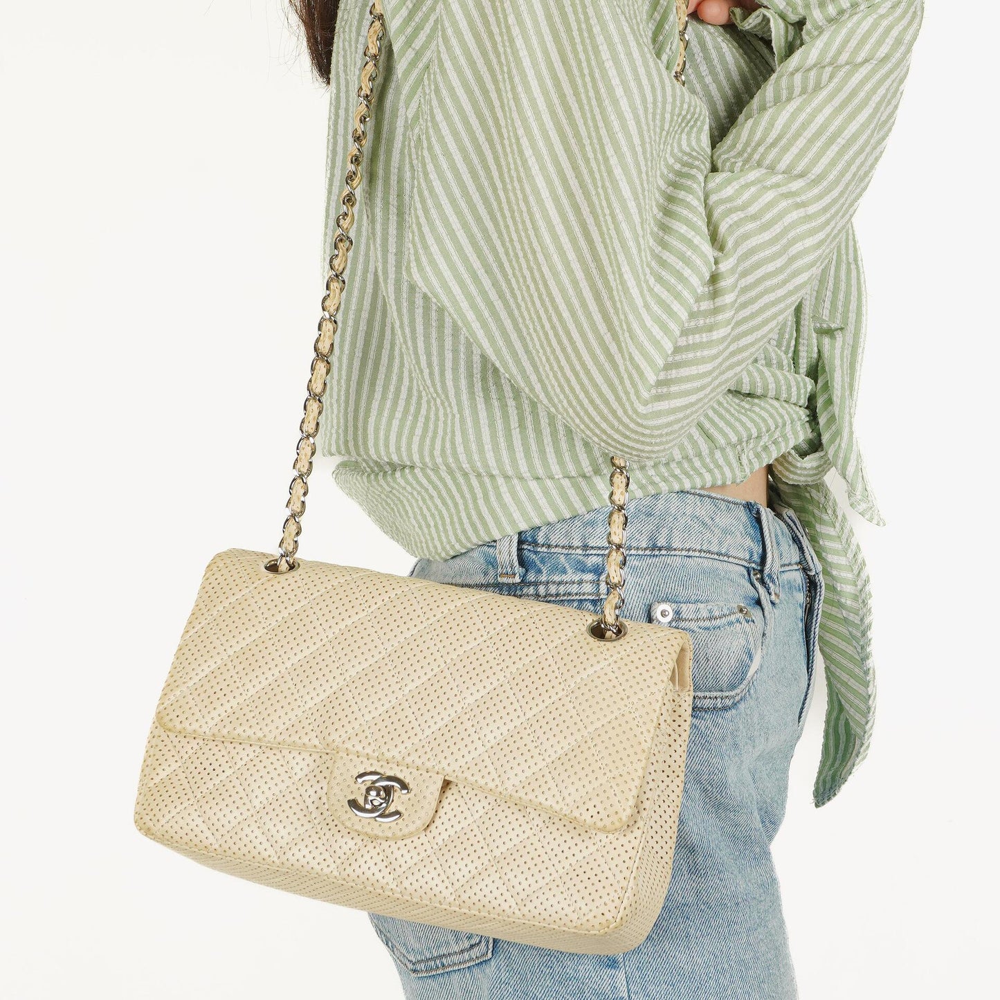 Chanel Classic Medium Perforated Quilted Lambskin Double Flap Bag