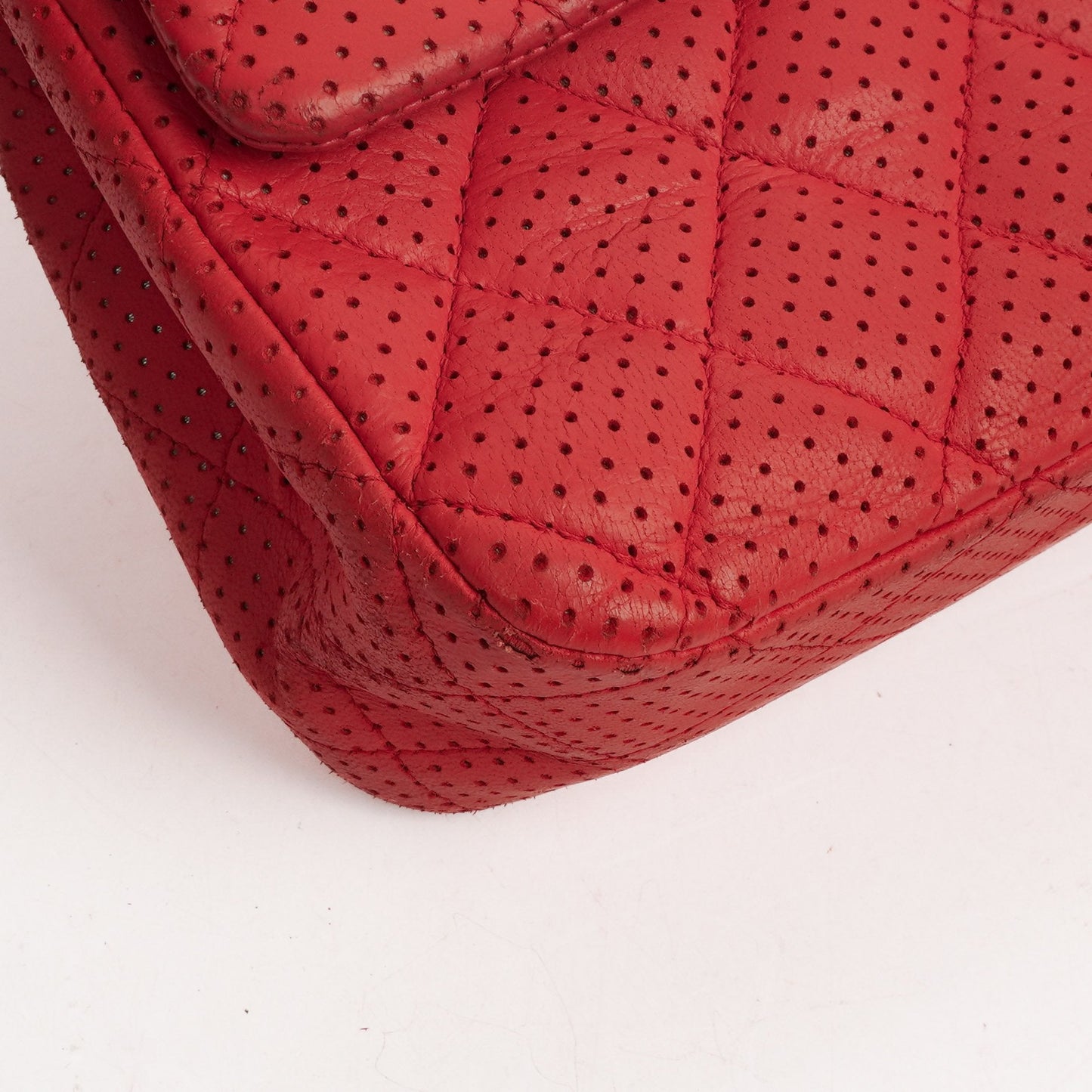 Chanel Classic Medium Perforated Red Quilted Lambskin Double Flap Bag