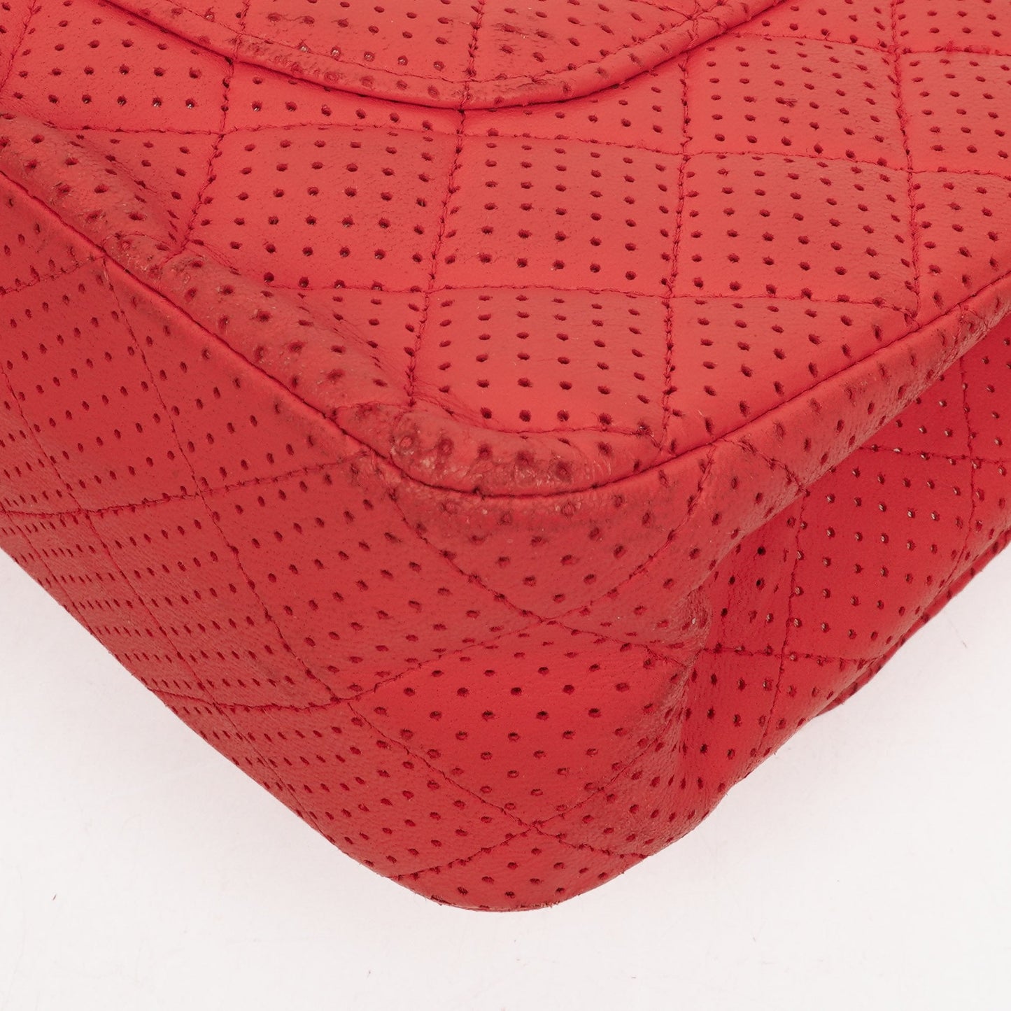 Chanel Classic Medium Perforated Red Quilted Lambskin Double Flap Bag