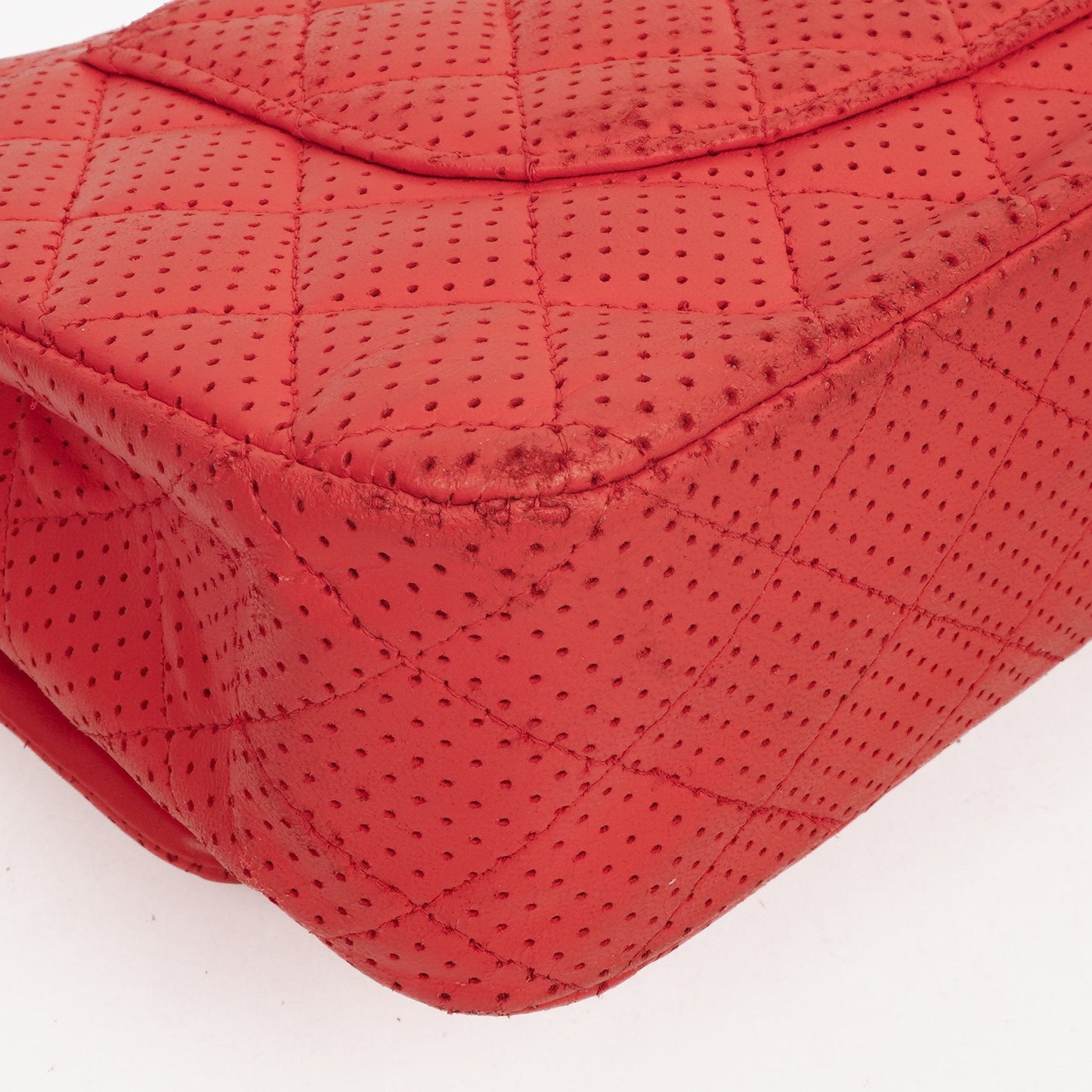 Chanel Classic Medium Perforated Red Quilted Lambskin Double Flap Bag