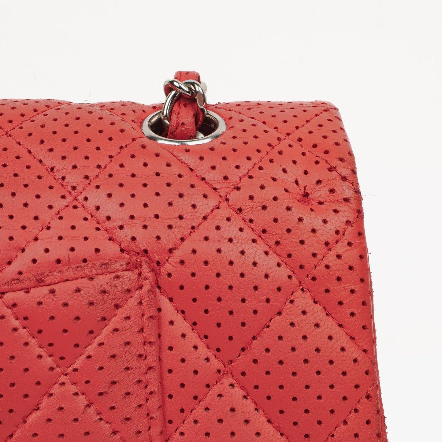 Chanel Classic Medium Perforated Red Quilted Lambskin Double Flap Bag