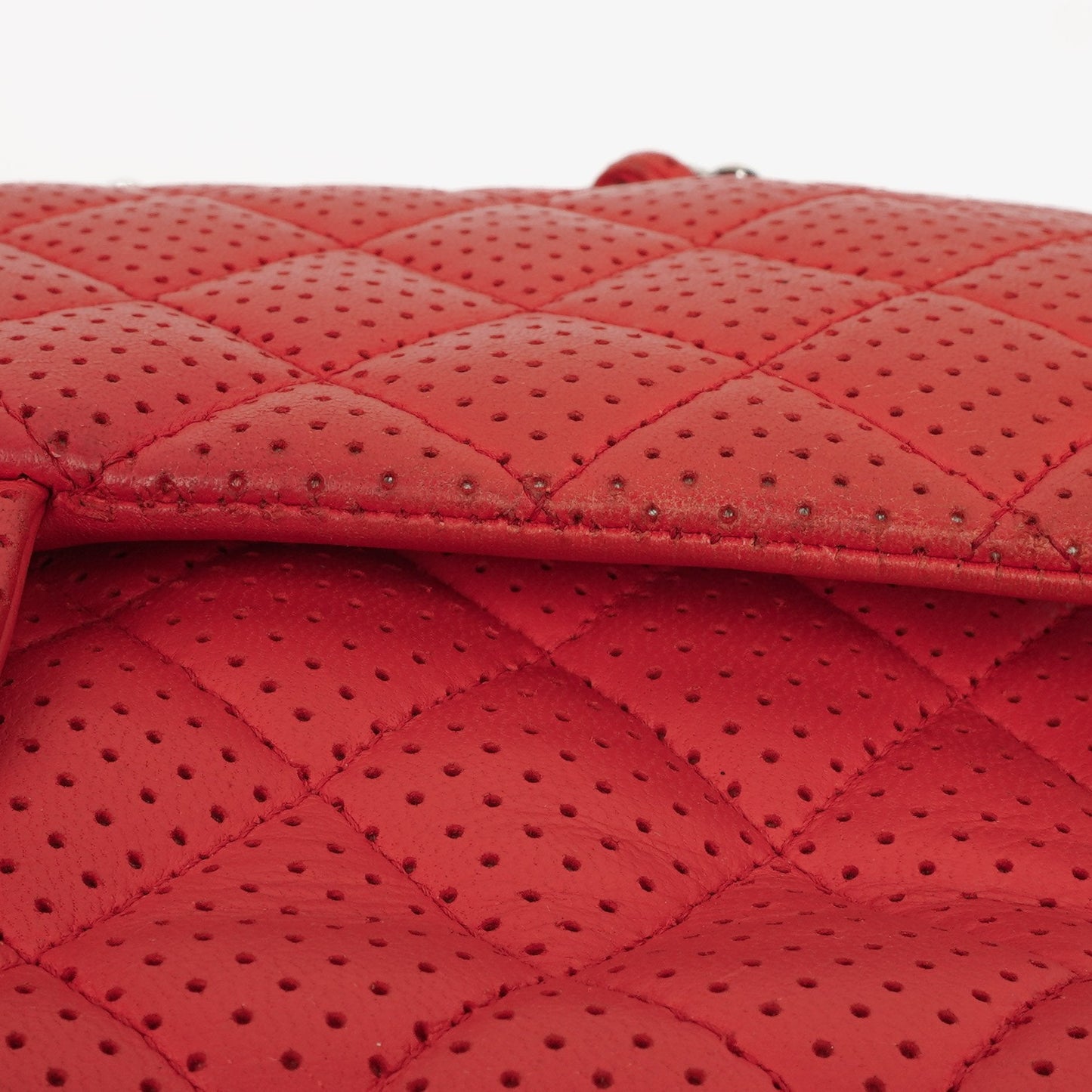 Chanel Classic Medium Perforated Red Quilted Lambskin Double Flap Bag