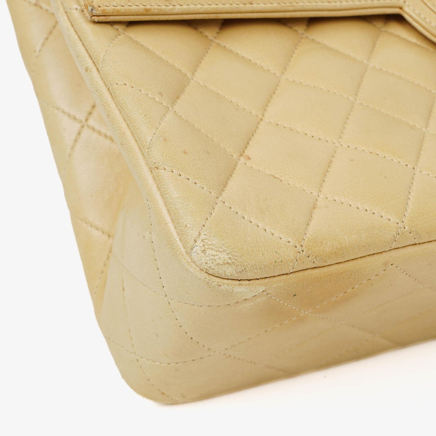 Chanel Classic Medium Single Flap Bag Beige Quilted Leather With Gold & Silver Tone Combo Hardware