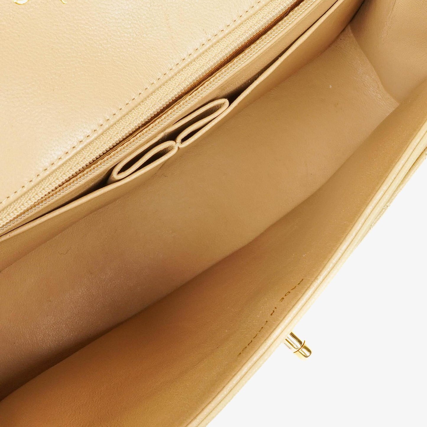 Chanel Classic Medium Single Flap Bag Beige Quilted Leather With Gold & Silver Tone Combo Hardware