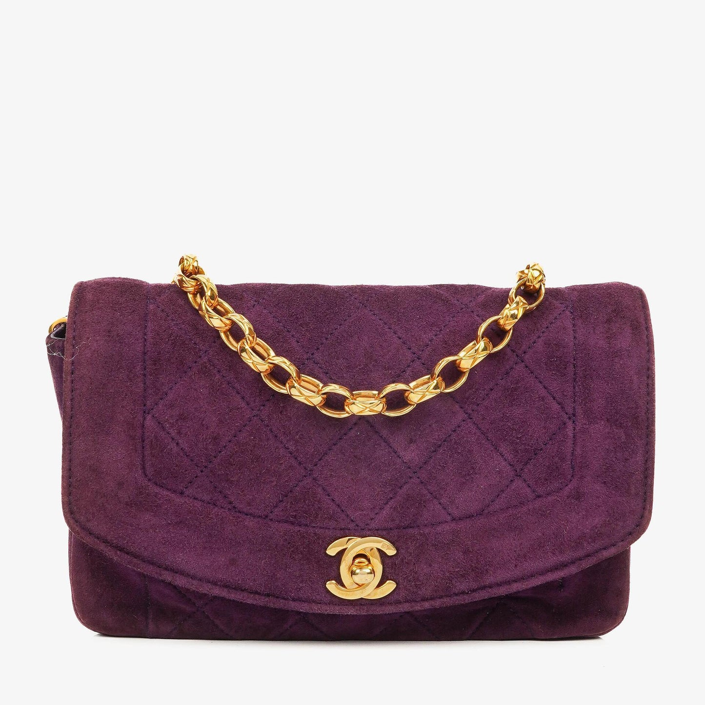 Chanel Classic Mini Diana Purple Suede Flap Bag 24K Gold-Plated Hardware