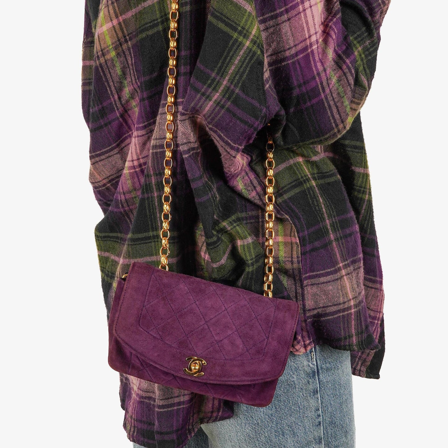 Chanel Classic Mini Diana Purple Suede Flap Bag 24K Gold-Plated Hardware